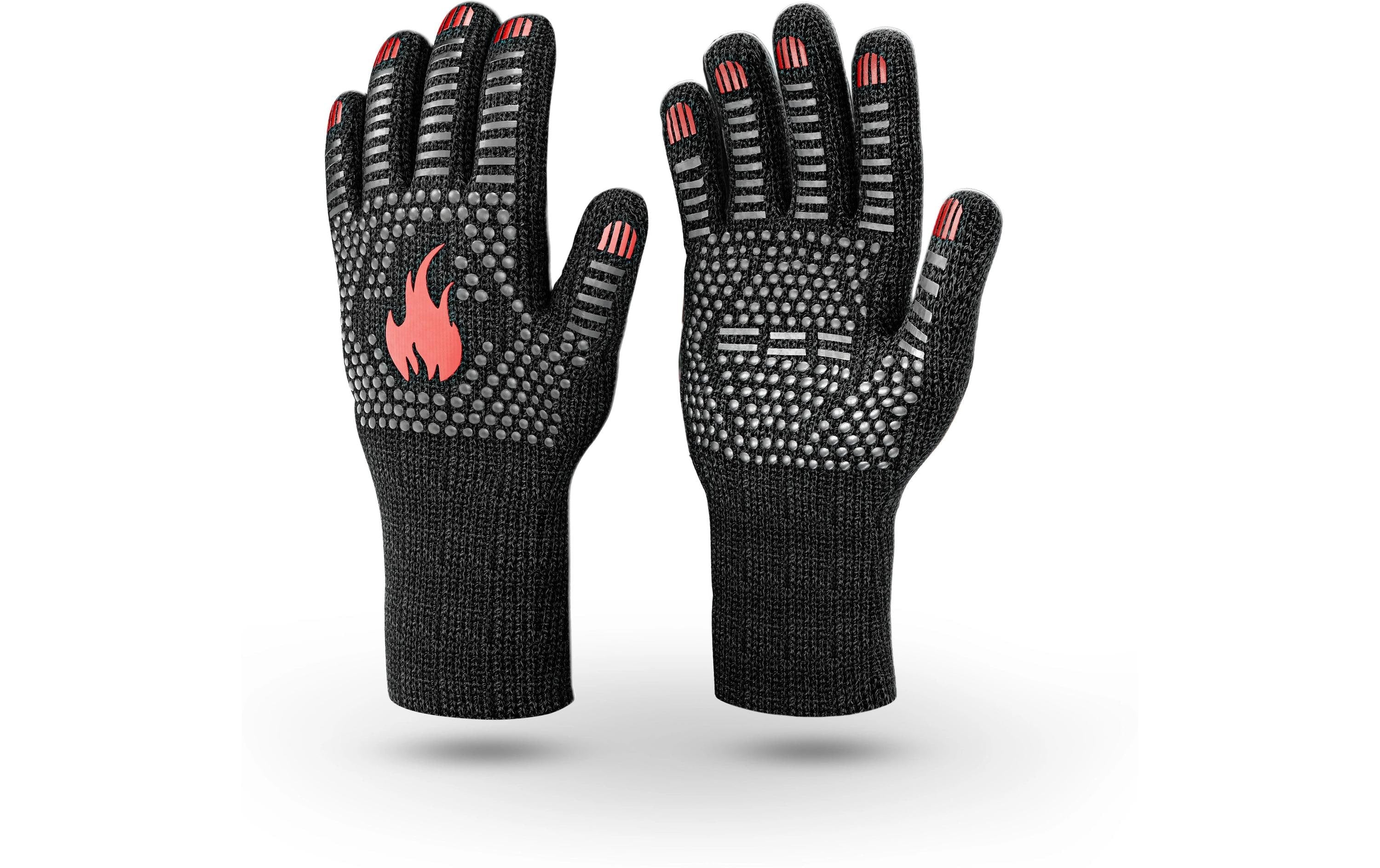 Gusskoenig Hitzebeständige Grillhandschuhe, Grösse L, Aramid, schwarz, 2 Stück, für Grill, Küche, Pfanne