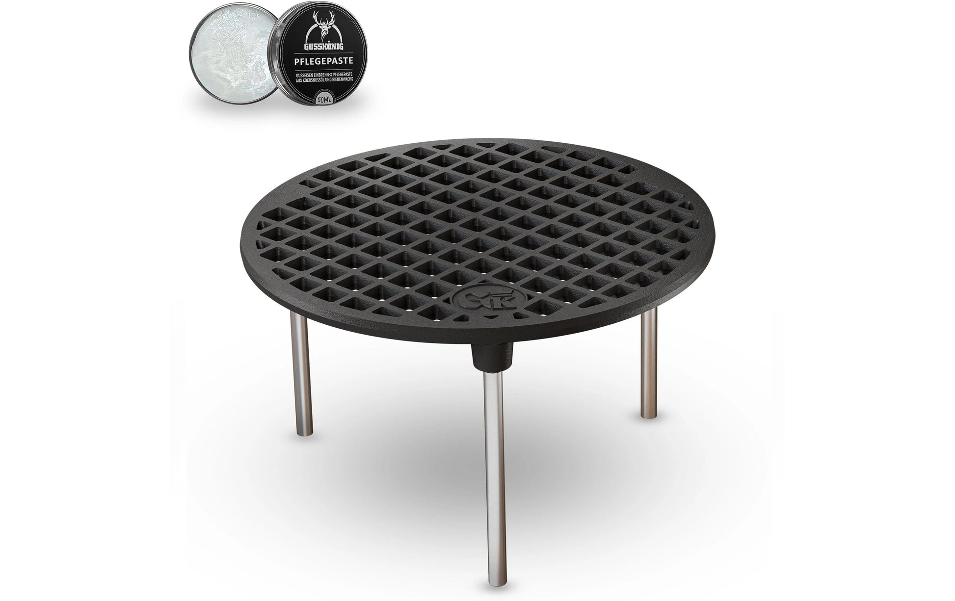 Gusskoenig Grillrost Ø 20 × 30 cm, Gusseisen, schwarz, mit Beinen