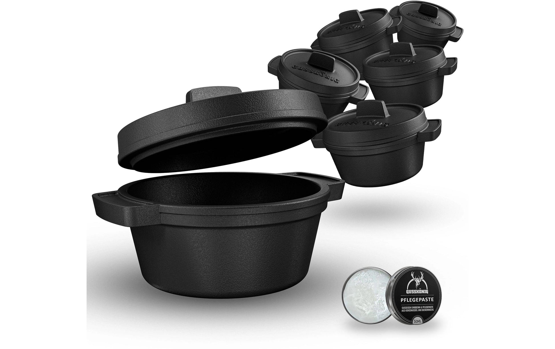 Gusskoenig Kochtopf – Ø 8 cm – Gusseisen – Schwarz