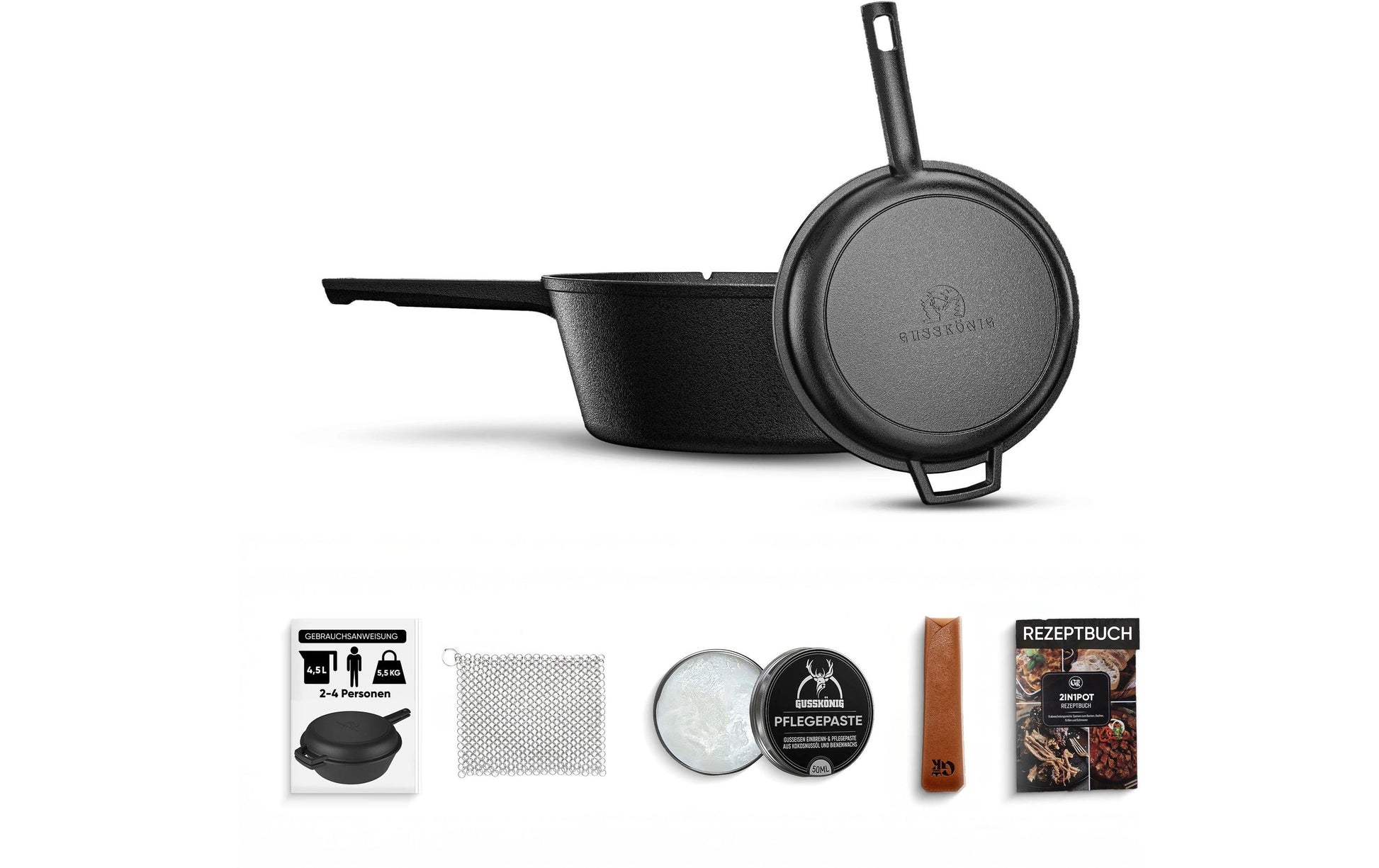 Gusskoenig Kochtopf – 3 L, Gusseisen, Schwarz
