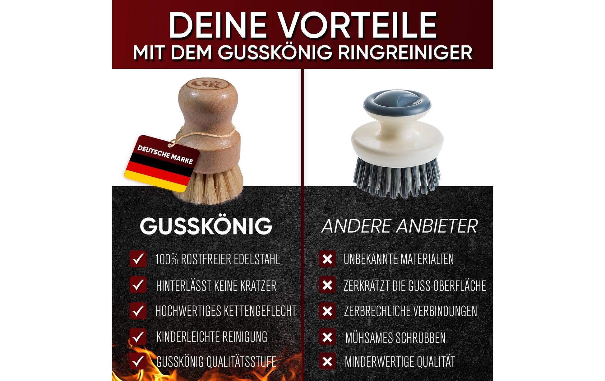 Gusskoenig Abwaschbürste – pflanzliche Faser, Holz, 9 cm, beige