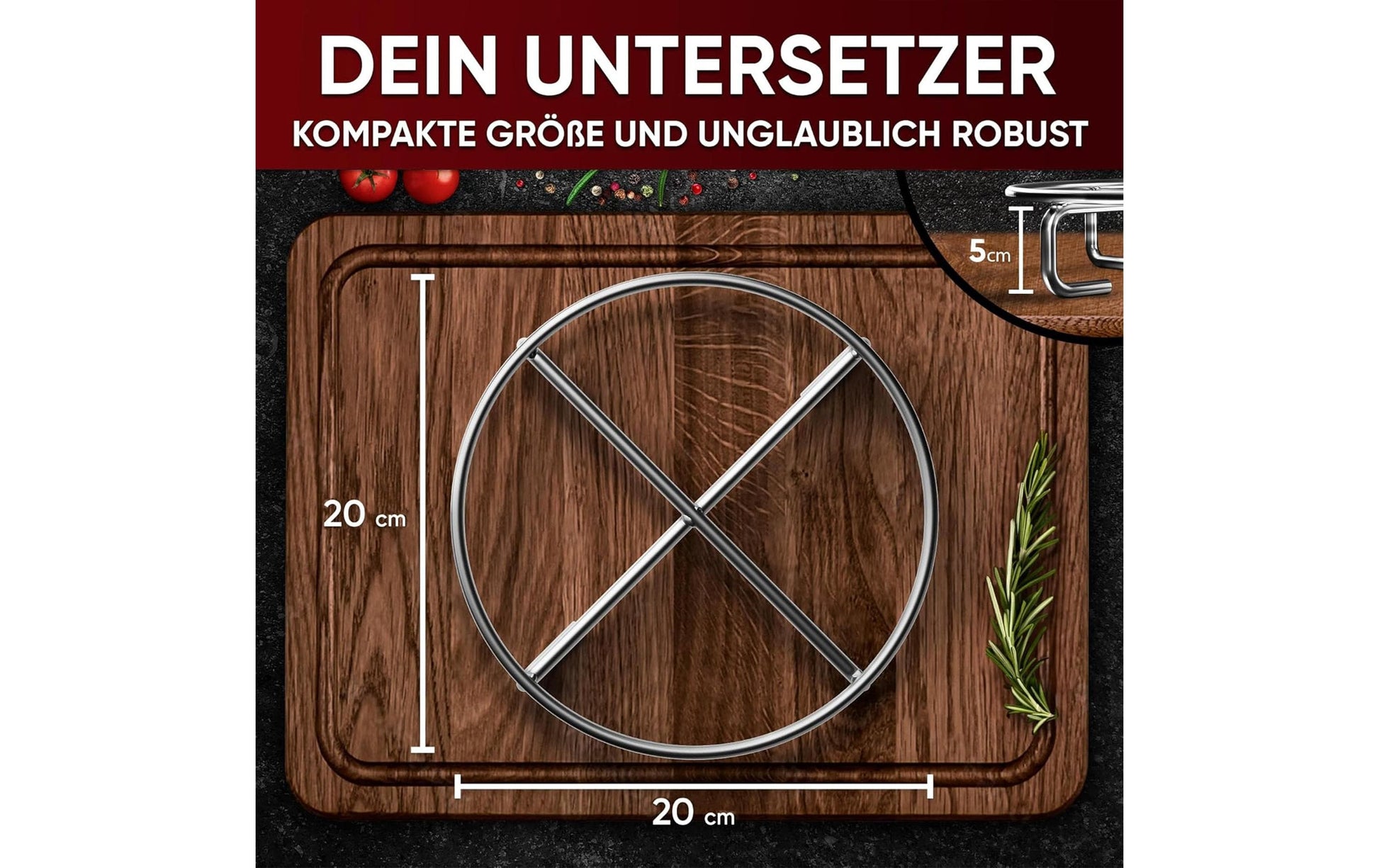 Gusskoenig Teekannen-Untersatz Edelstahl, Silber