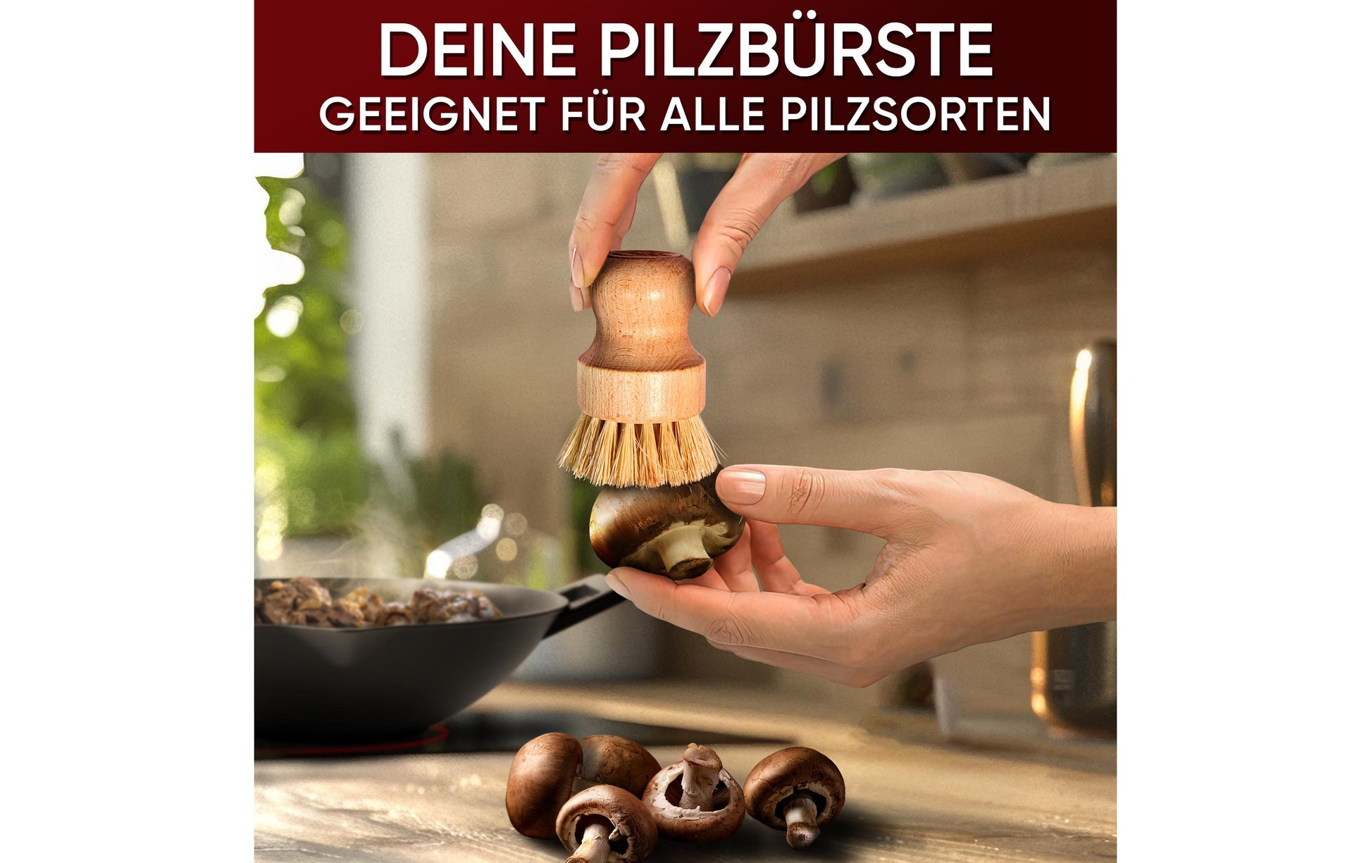 Gusskoenig Abwaschbürste – pflanzliche Faser, Holz, 9 cm, beige