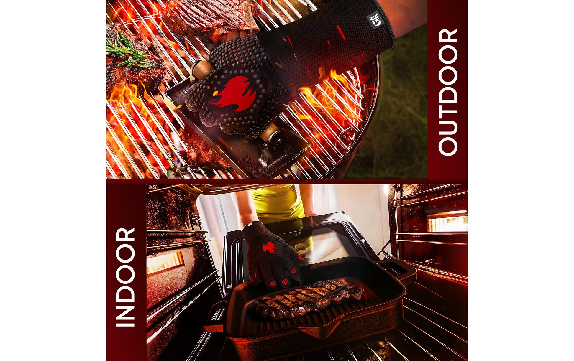 Gusskoenig Grillhandschuhe, Aramid, Grösse S, Schwarz, hitzebeständig für Grill und Küche