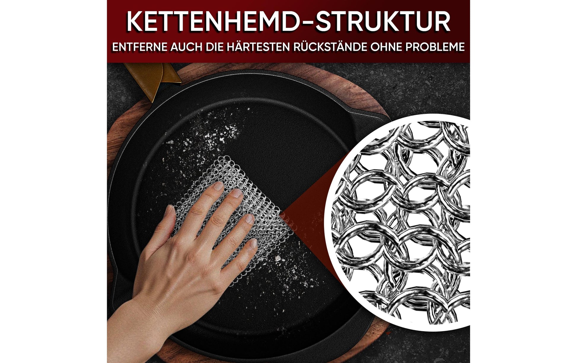 Gusskoenig Edelstahlschwamm – Edelstahl, für Gusseisen, Töpfe, Pfannen, 20 × 20 × 20 cm, Silber