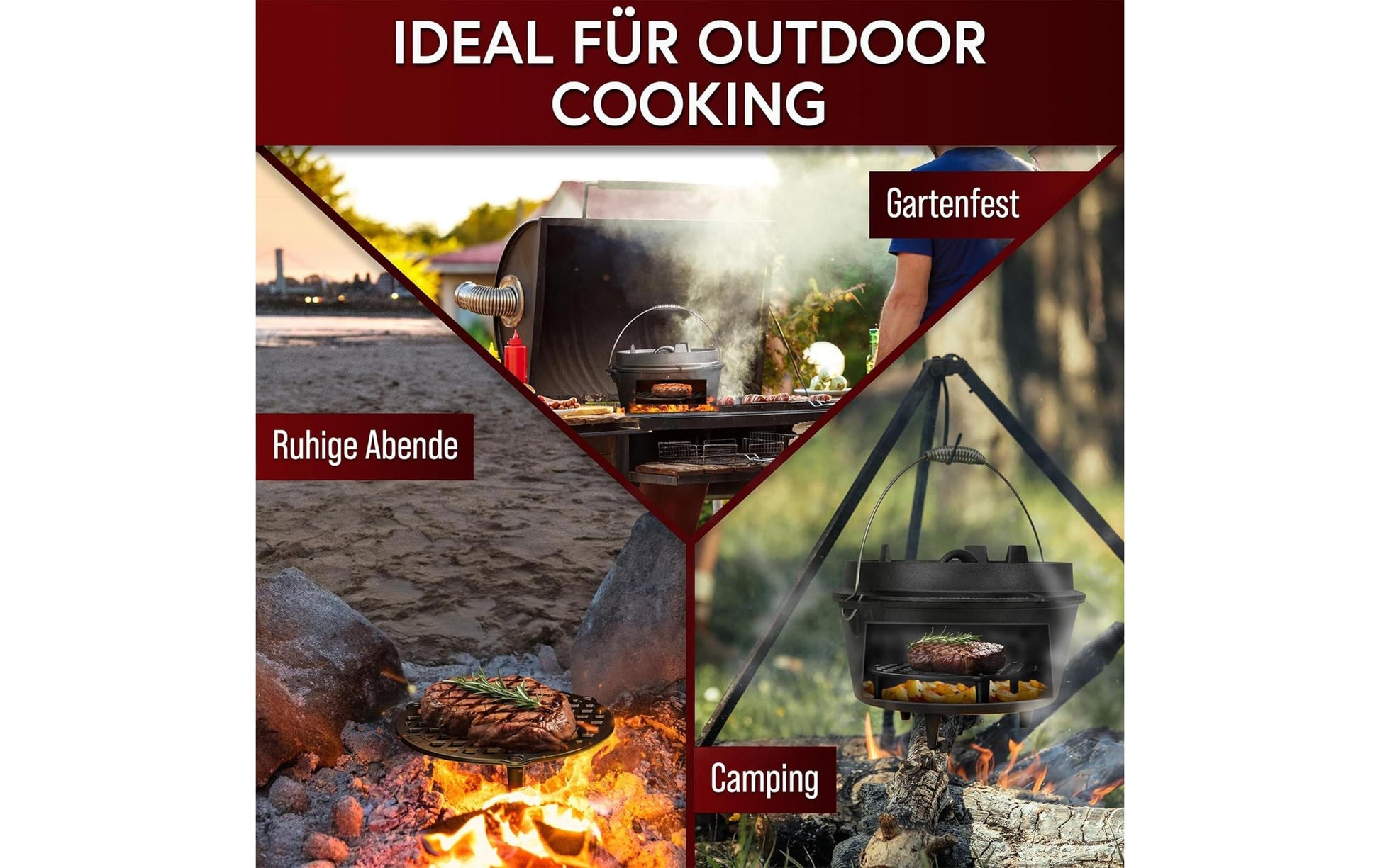 Gusskoenig Kochtopf – Gusseisen, für Dutch Oven 12 l, Schwarz