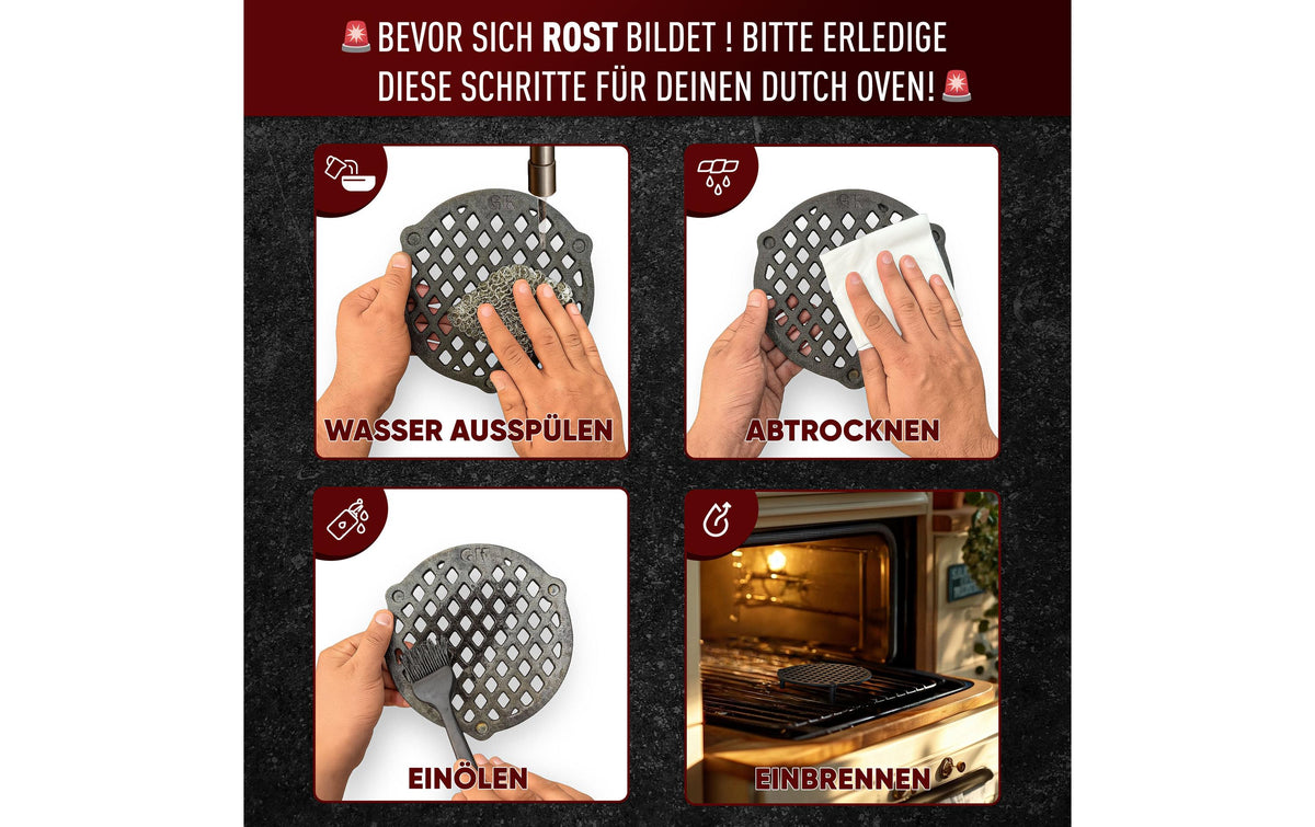 Gusskoenig Stapelrost für Dutch Oven 4,5 l, 4,6 × 20,5 cm, Gusseisen, schwarz