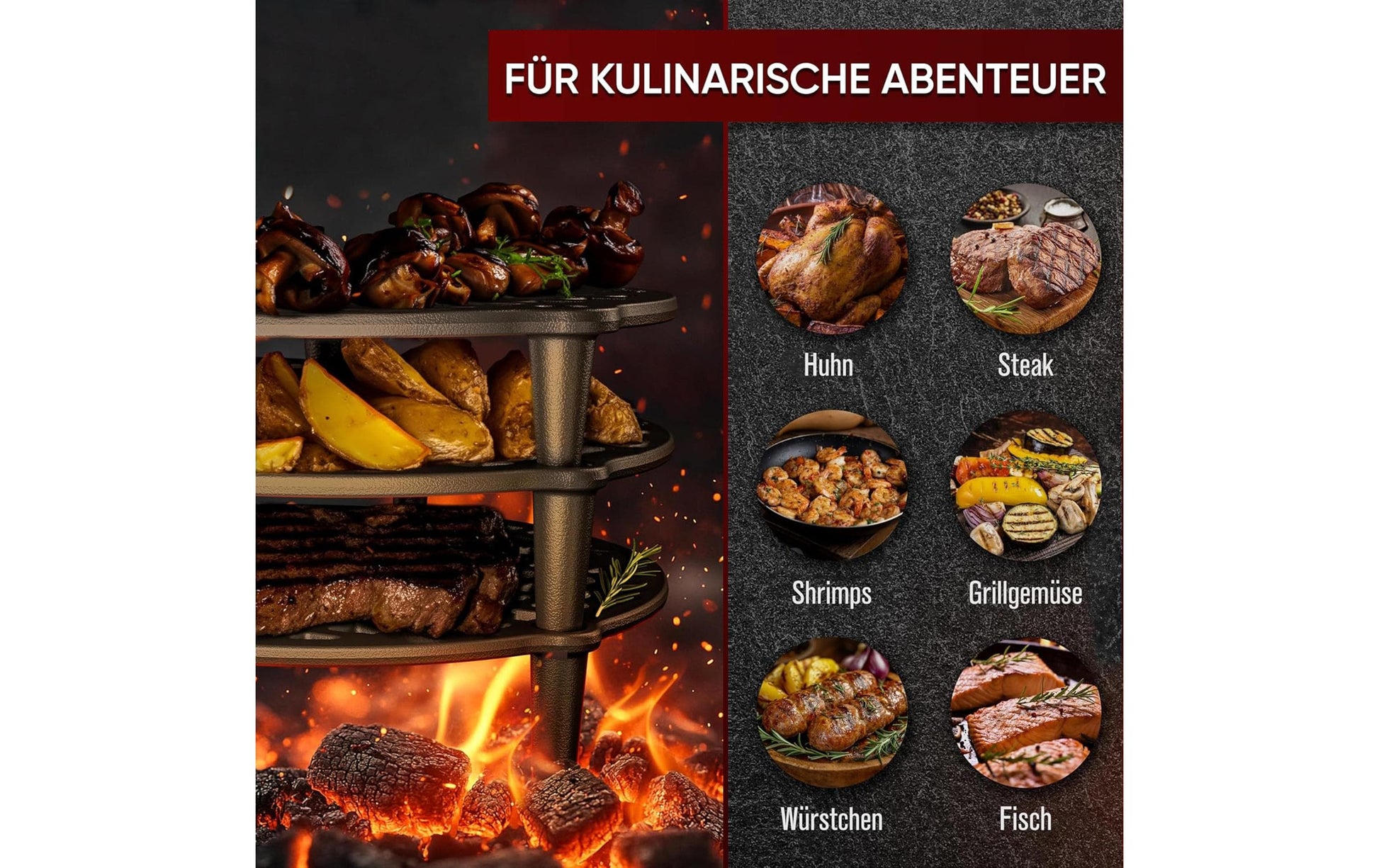 Gusskoenig Kochtopf – Gusseisen, für Dutch Oven 12 l, Schwarz