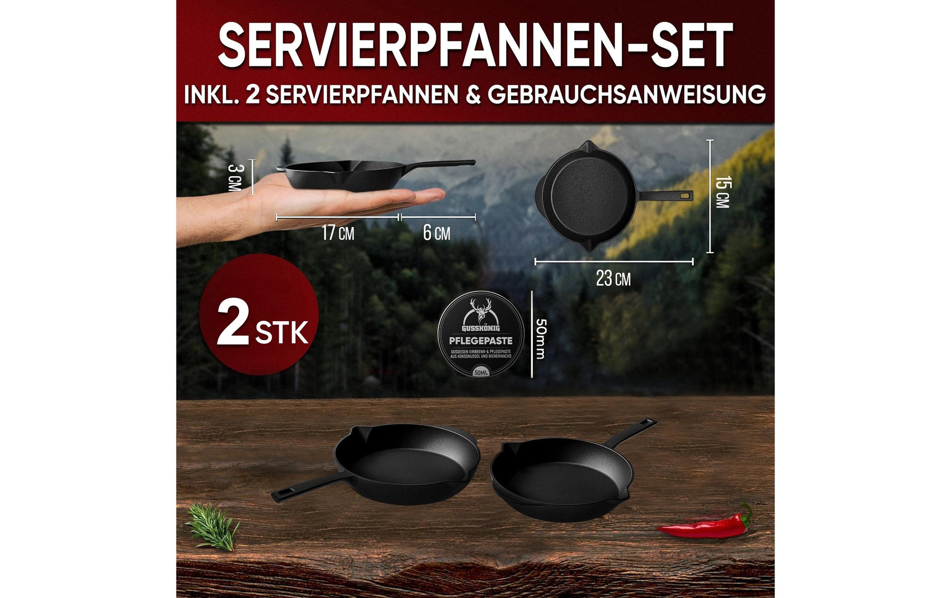 Gusskoenig Fondue-Set – Gusseisen, Schwarz