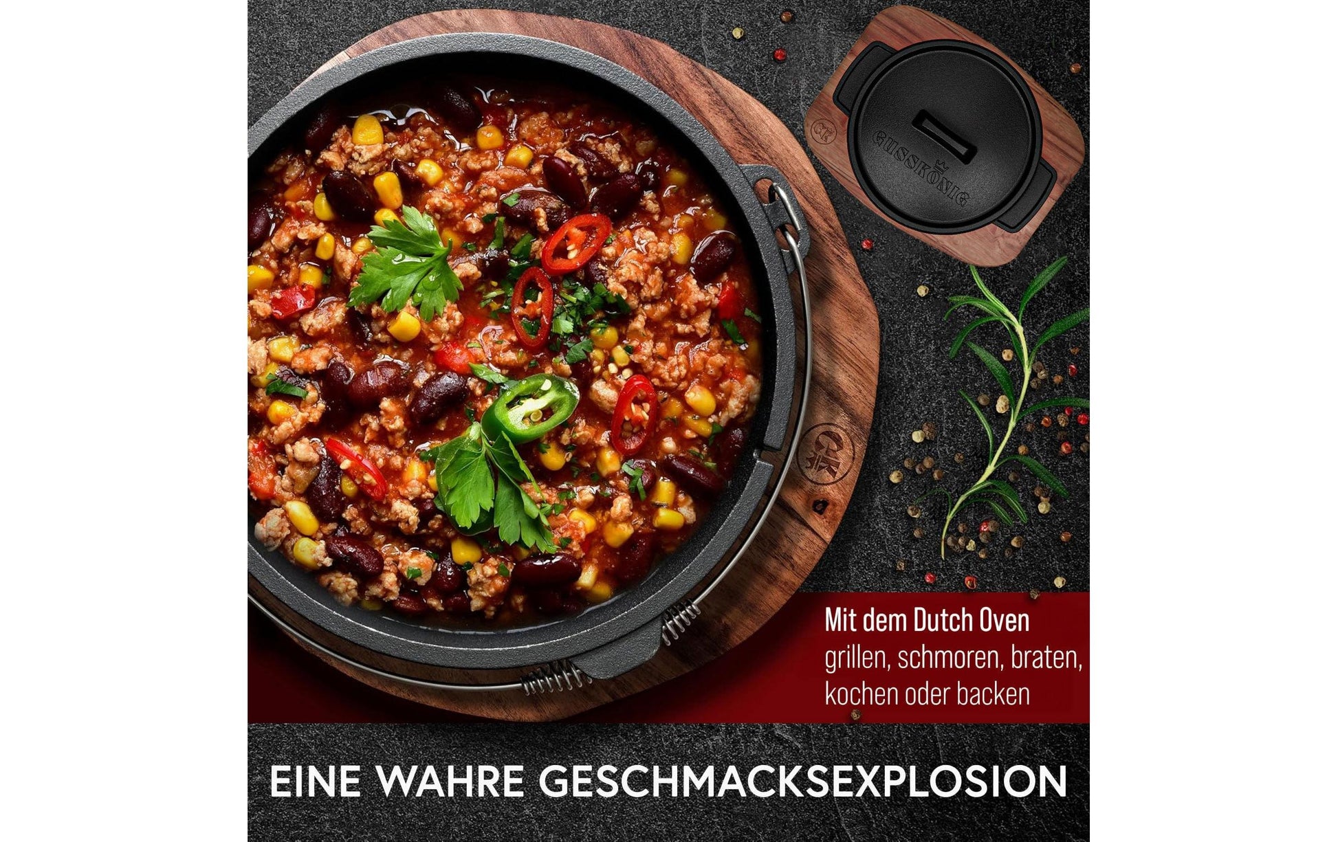 Gusskoenig Fondue-Set – Gusseisen, Schwarz