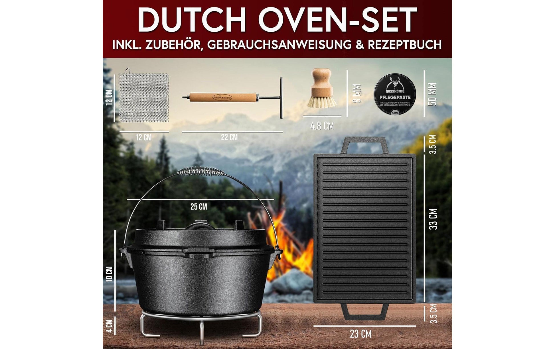 Gusskoenig Fondue-Set – Gusseisen, Schwarz