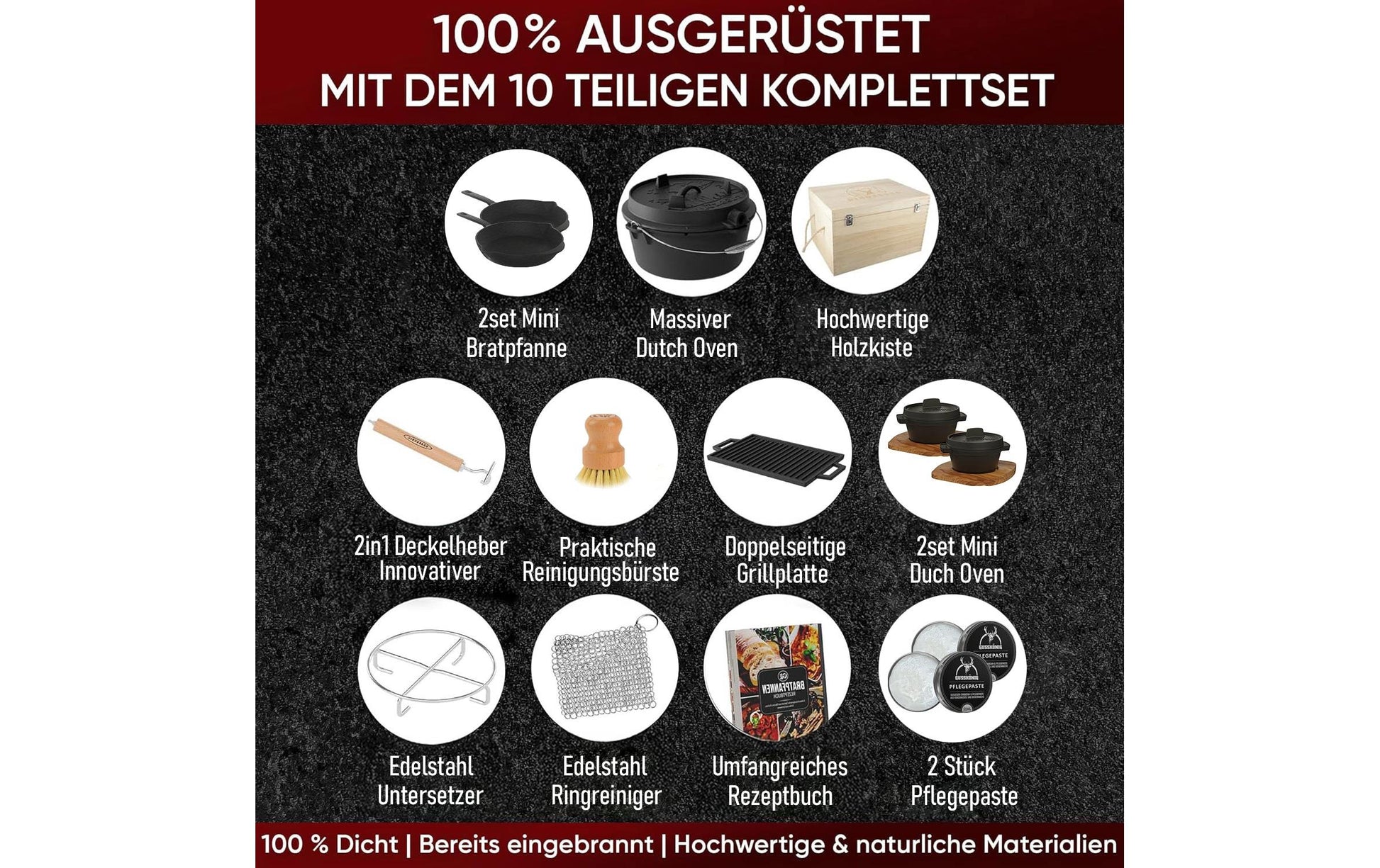 Gusskoenig Fondue-Set – Gusseisen, Schwarz