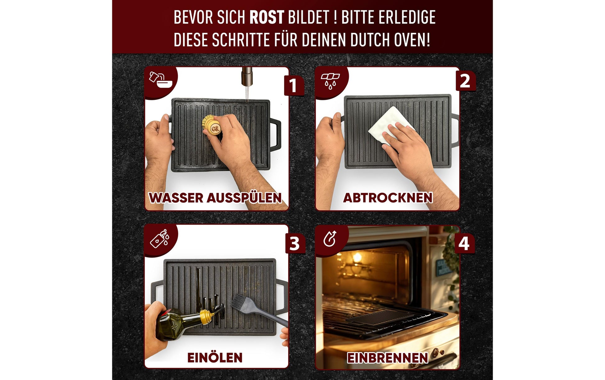 Gusskoenig Fonduepfanne – Ø 33 cm, Gusseisen, Schwarz