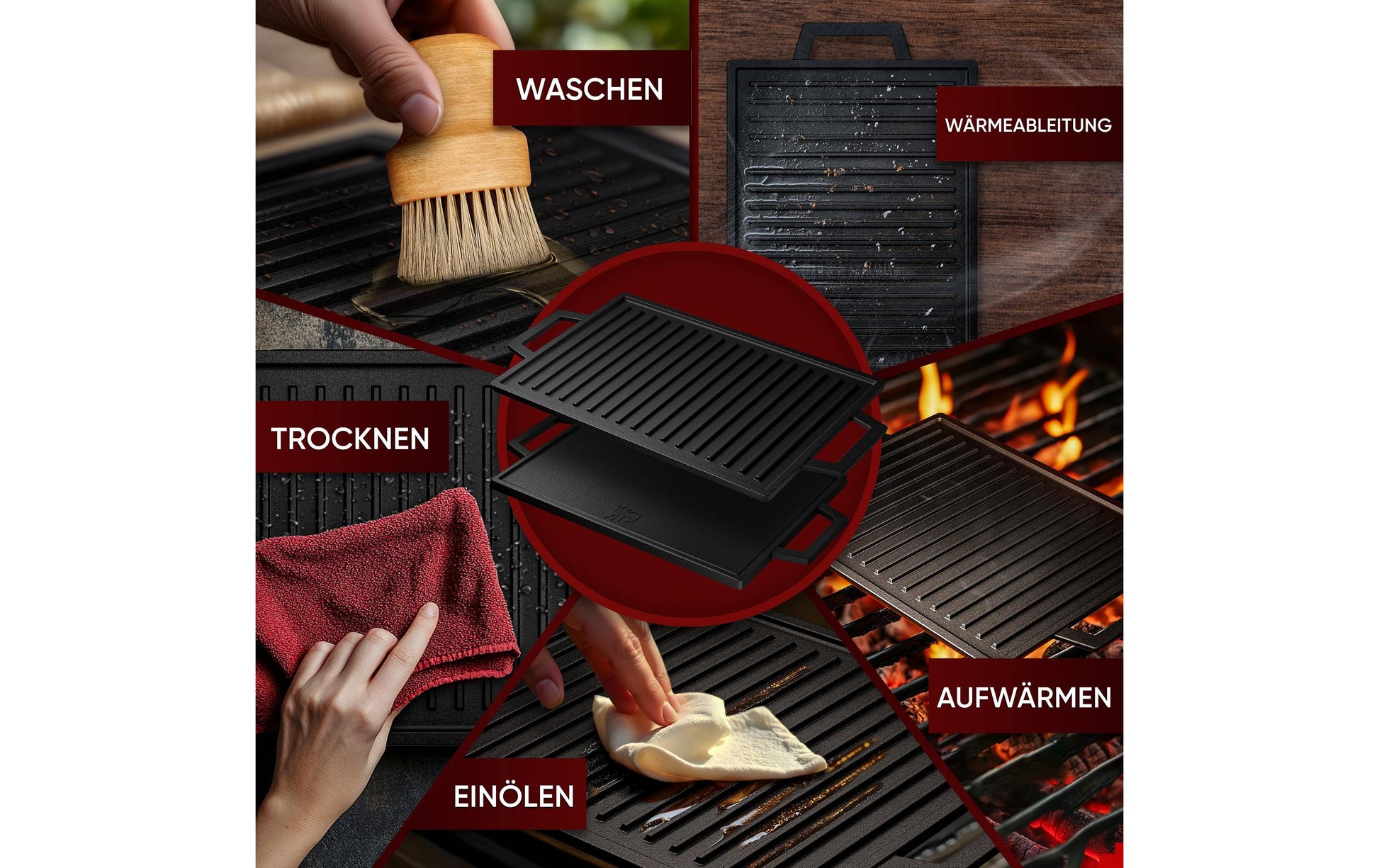 Gusskoenig Fonduepfanne – Ø 33 cm, Gusseisen, Schwarz