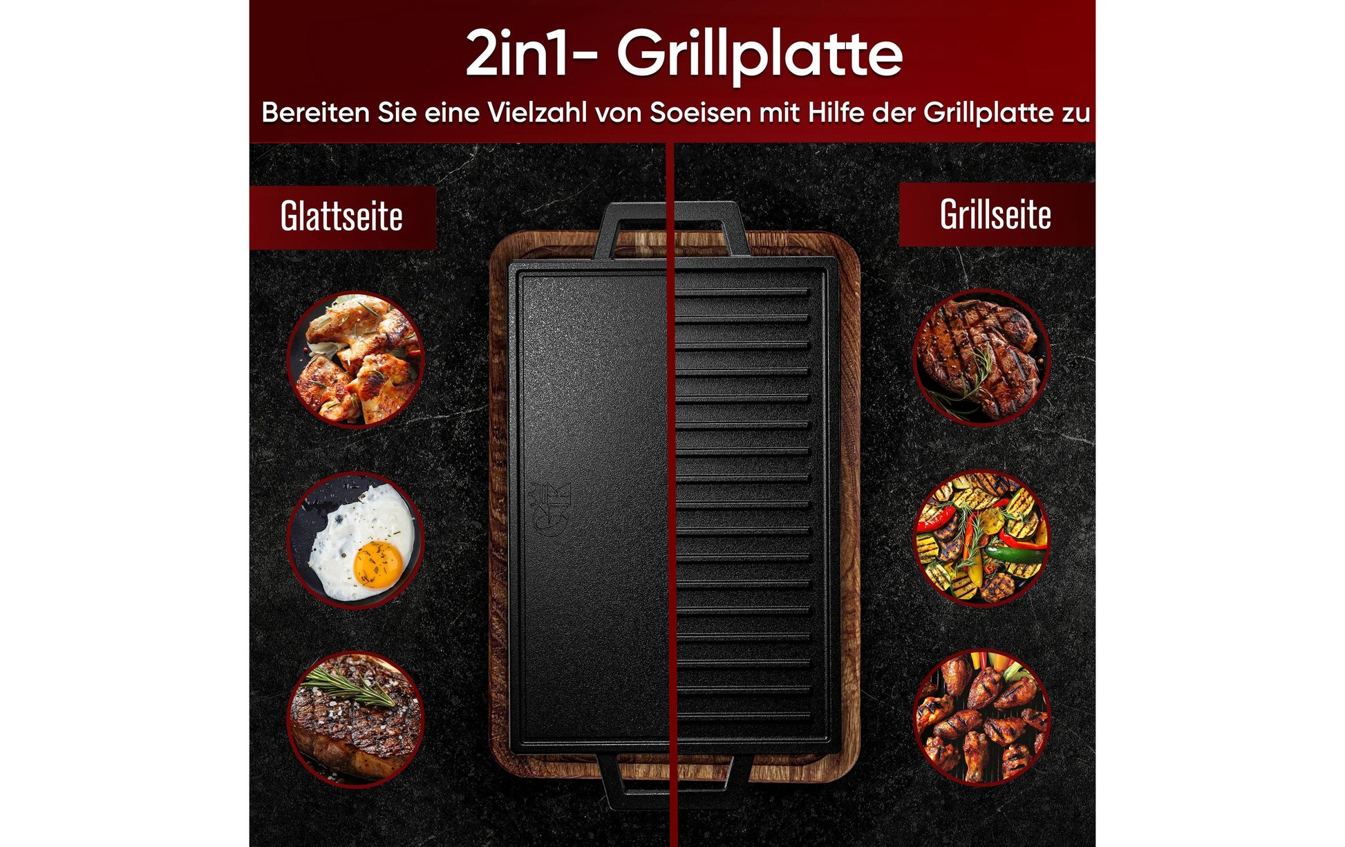 Gusskoenig Fonduepfanne – Ø 33 cm, Gusseisen, Schwarz