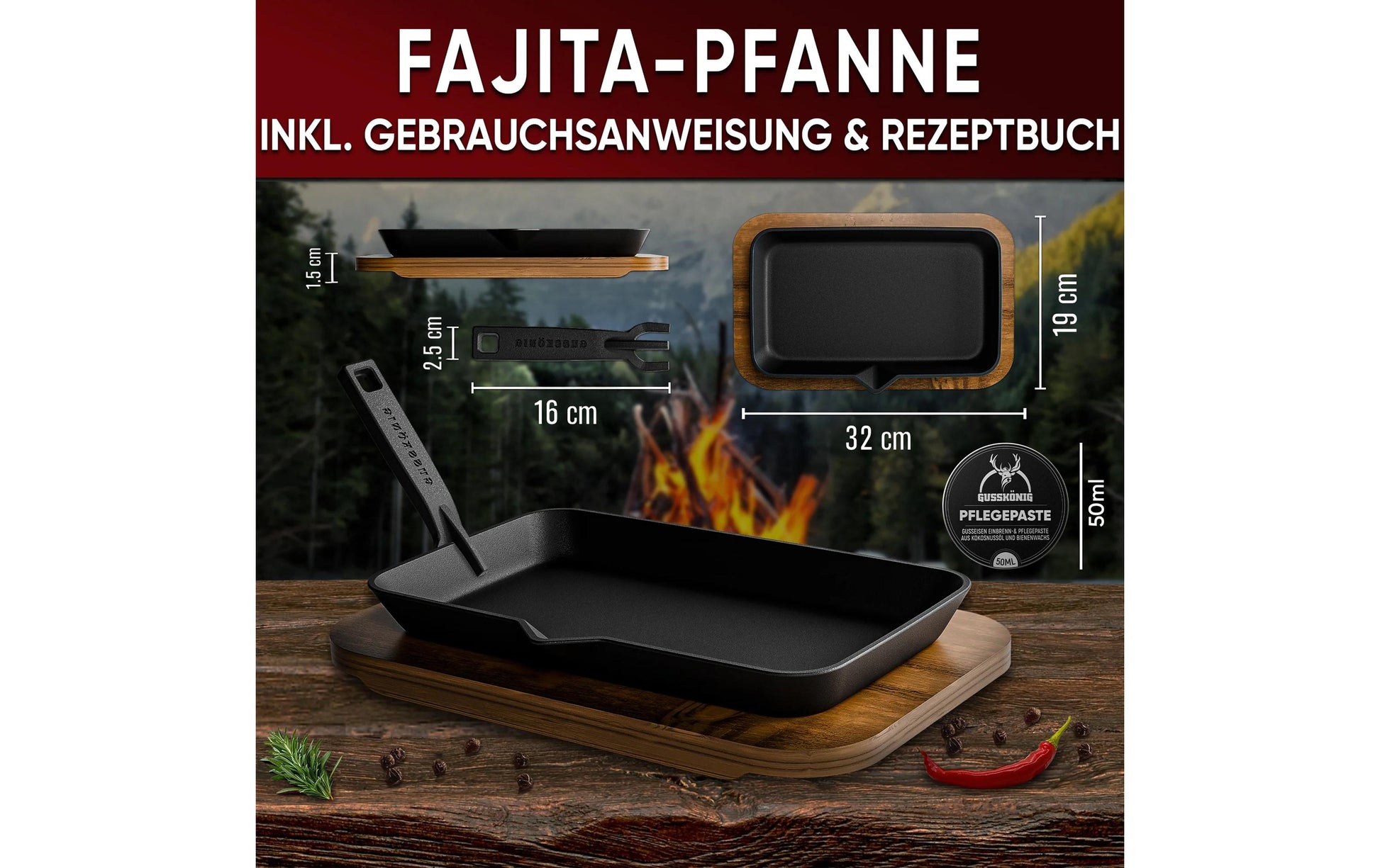 Gusskoenig Fonduepfanne – Gusseisen, Schwarz