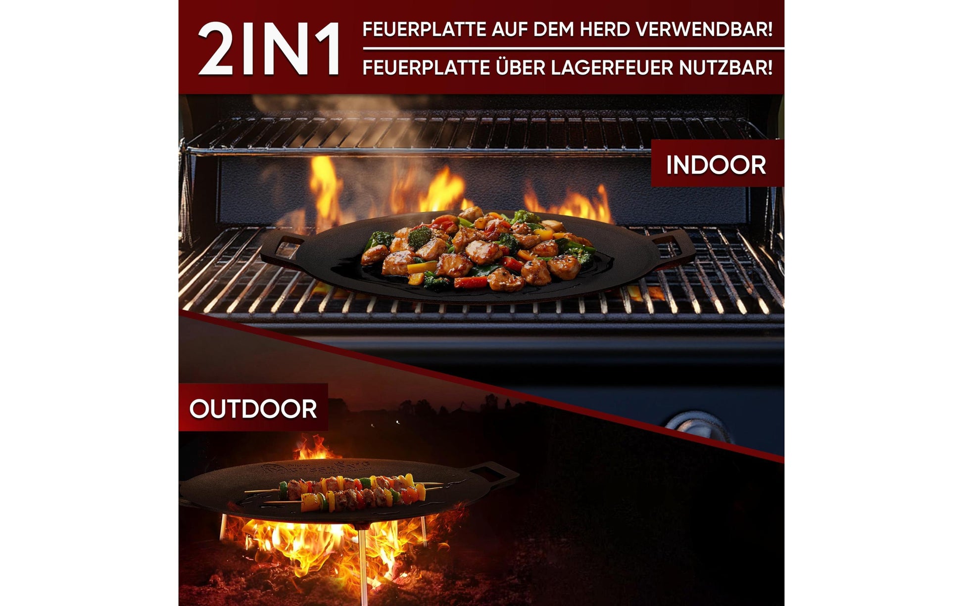 Gusskoenig Fonduepfanne – Ø 42 cm, Gusseisen, Schwarz