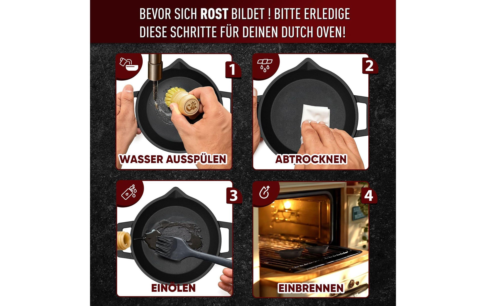 Gusskoenig Fonduepfanne – Ø 4,5 cm, Gusseisen, Schwarz