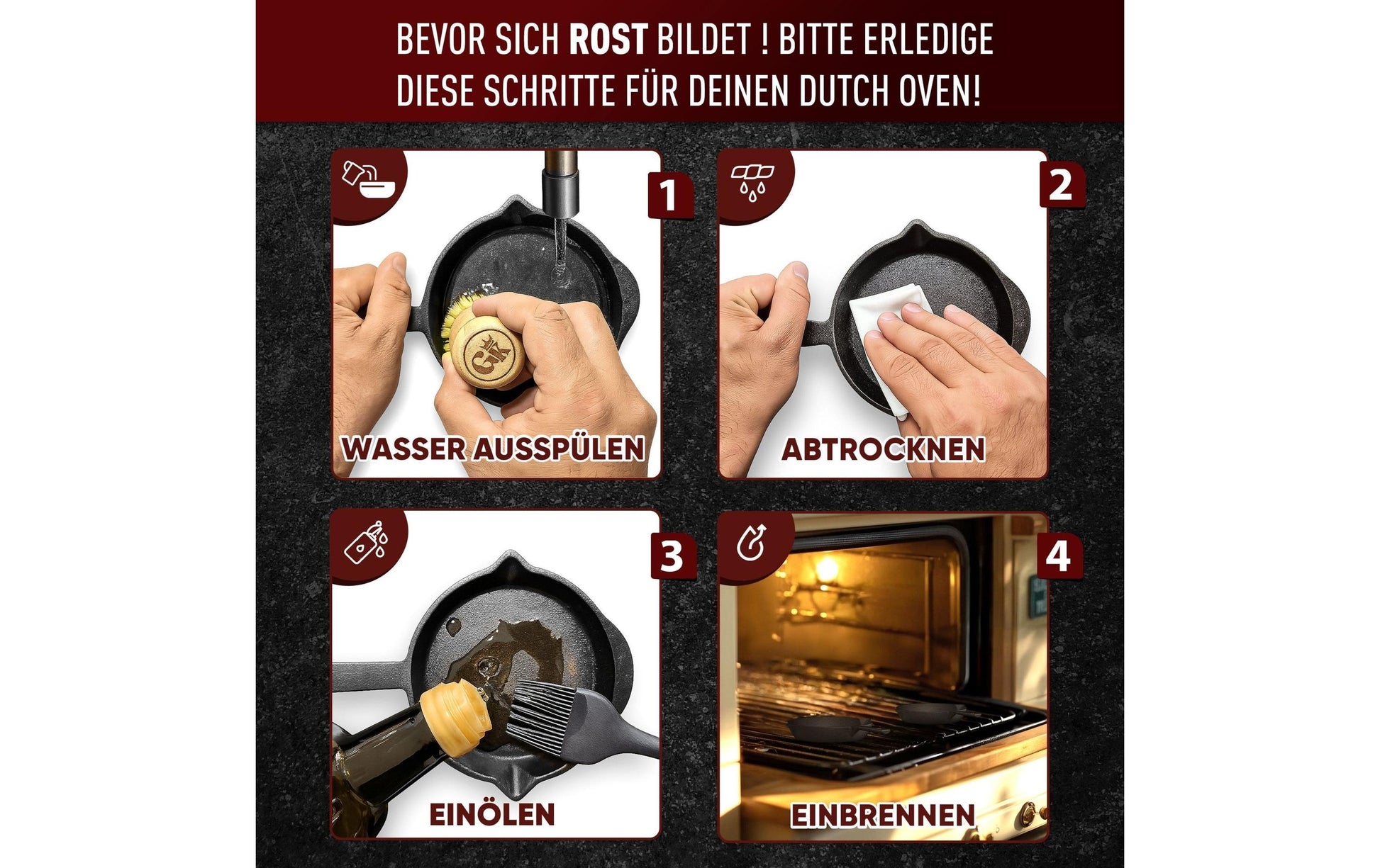 Gusskoenig Fonduepfanne – Ø 13,7 cm, Gusseisen, Schwarz