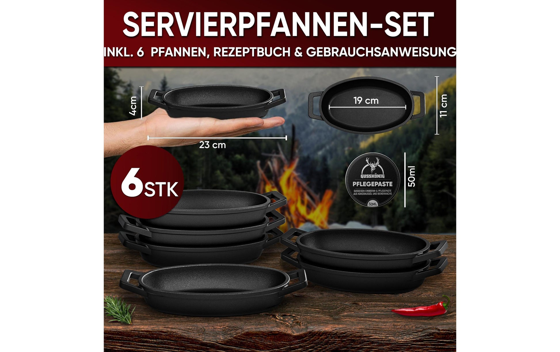 Gusskoenig Fonduepfanne – Gusseisen, Schwarz
