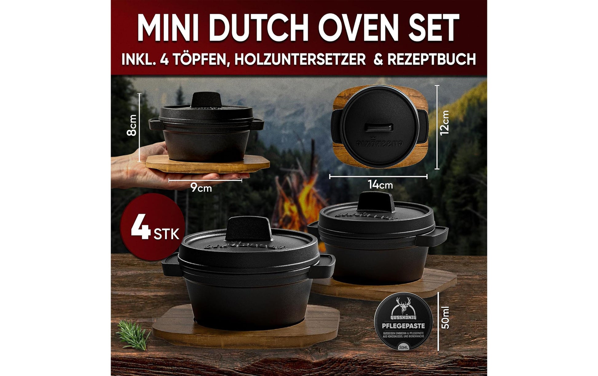 Gusskoenig Kochtopf – 0,3 l, Gusseisen, Schwarz