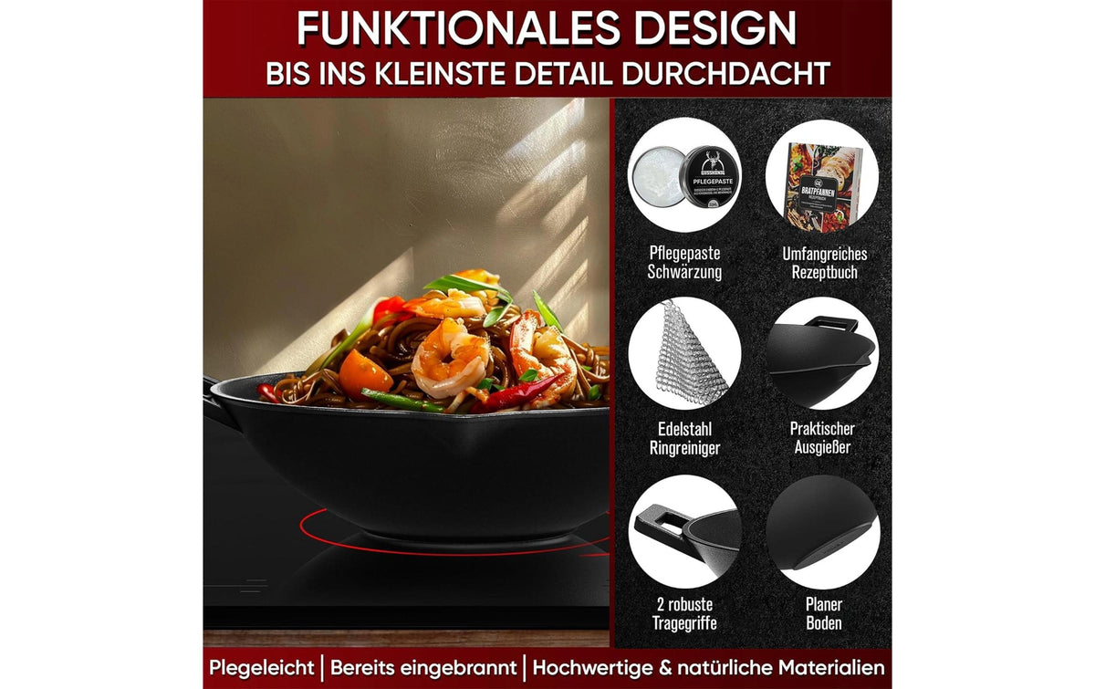 Gusskoenig Fonduepfanne – Ø 36 cm, Gusseisen, Schwarz
