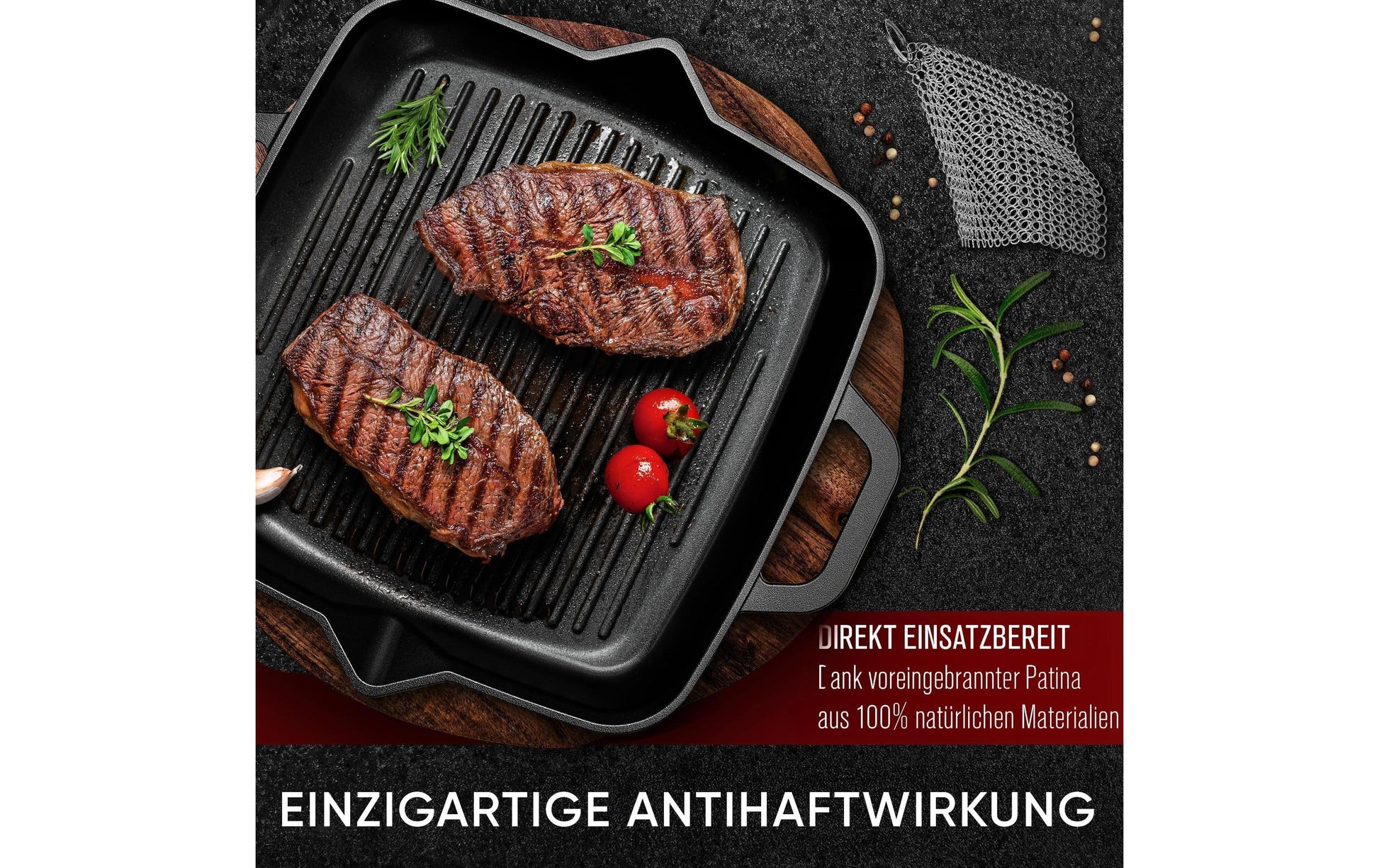 Gusskoenig Fonduepfanne – Ø 30 cm, Gusseisen, Schwarz