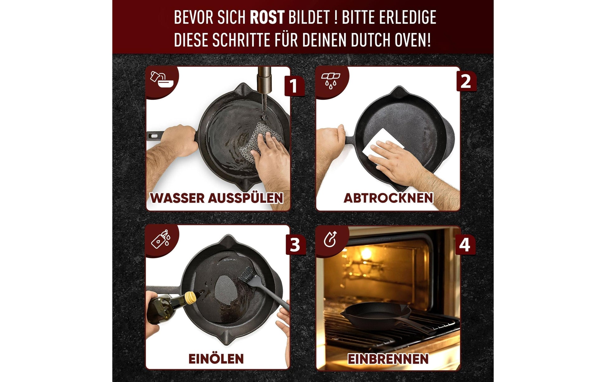Gusskoenig Fonduepfanne – Ø 30 cm, Gusseisen, Schwarz