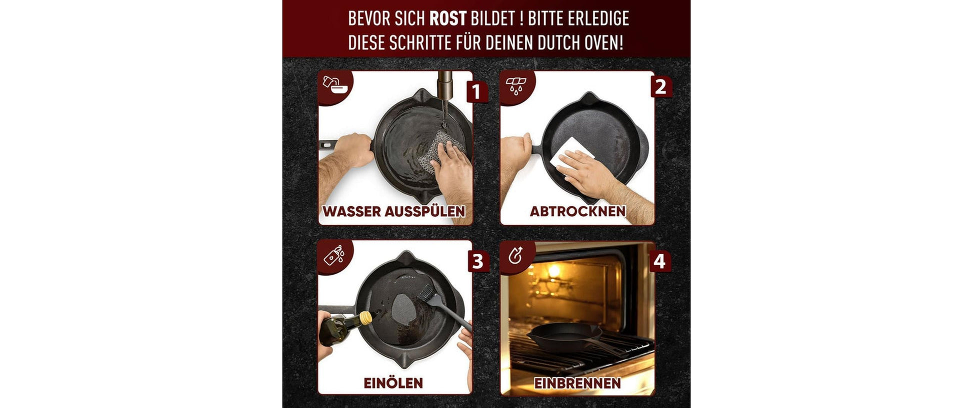 Gusskoenig Fonduepfanne – Ø 26 cm, Gusseisen, Schwarz
