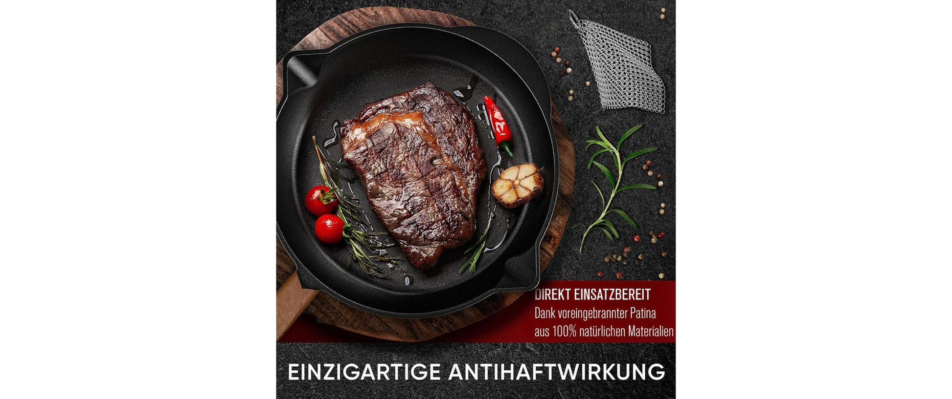 Gusskoenig Fonduepfanne – Ø 26 cm, Gusseisen, Schwarz