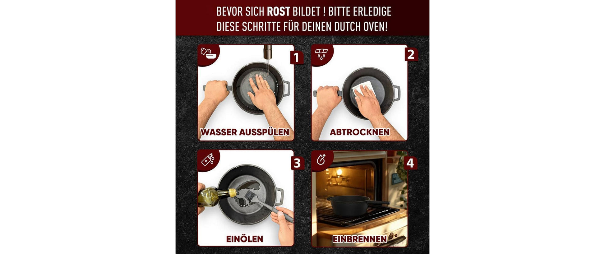 Gusskoenig Kochtopf – 3 L, Gusseisen, Schwarz