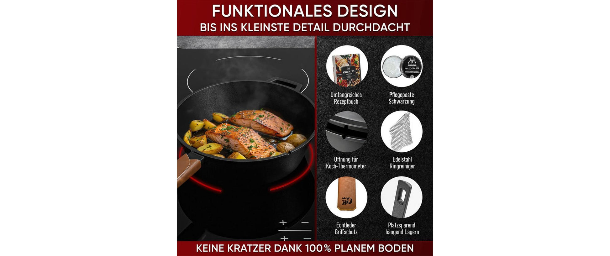 Gusskoenig Kochtopf – 3 L, Gusseisen, Schwarz