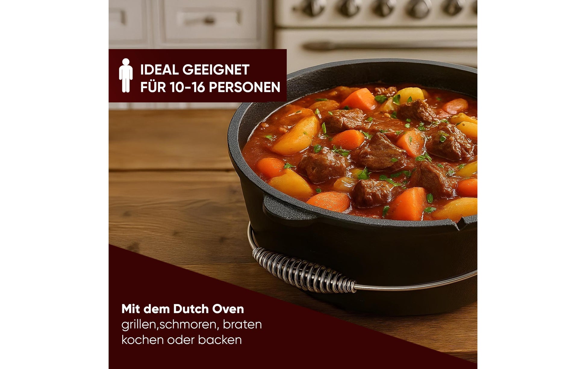 Gusskoenig Kochtopf – 12 l, Ø 21,1 cm, Gusseisen, Schwarz