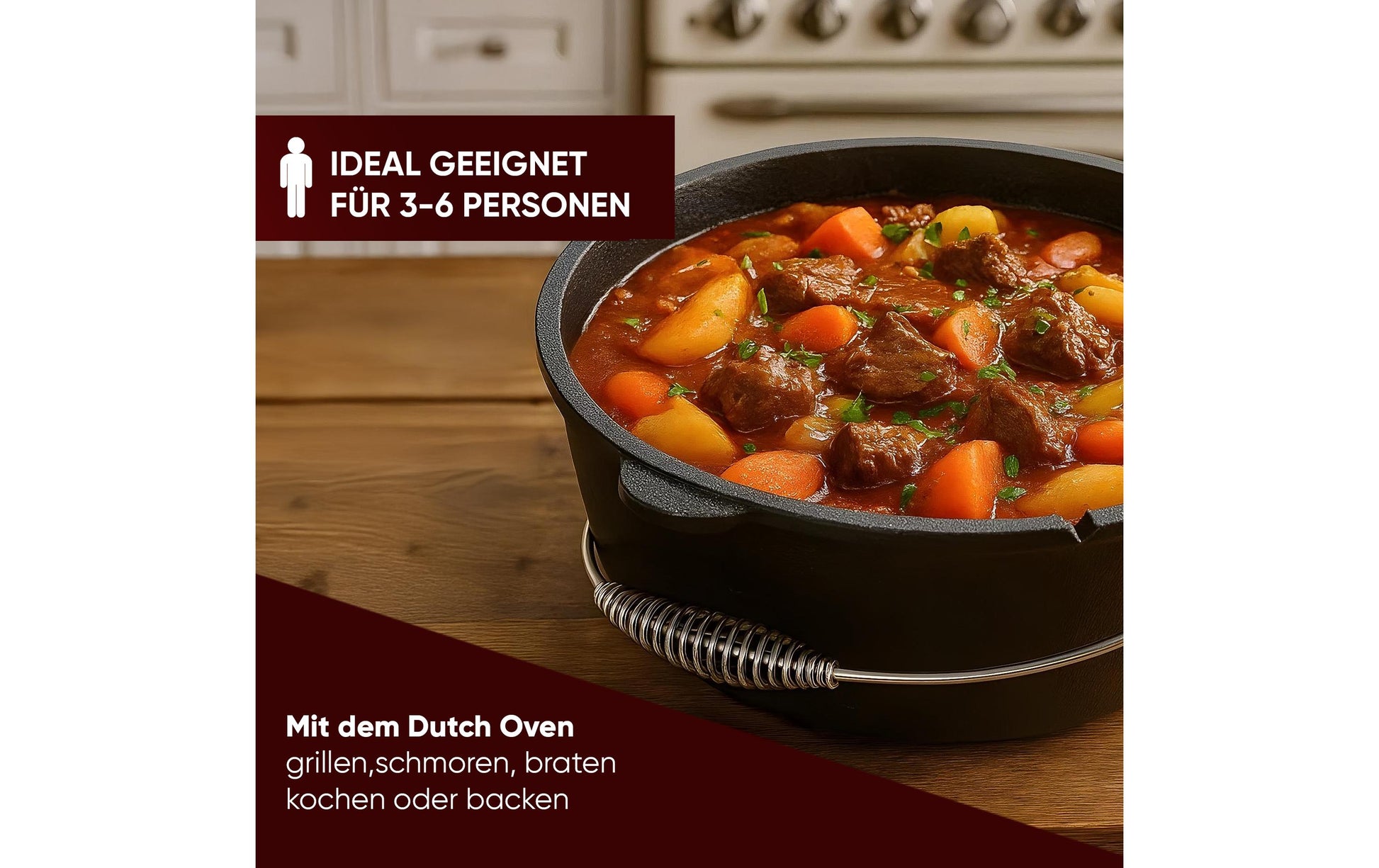 Gusskoenig Kochtopf – 7 l, Ø 18,7 cm, Gusseisen, Schwarz