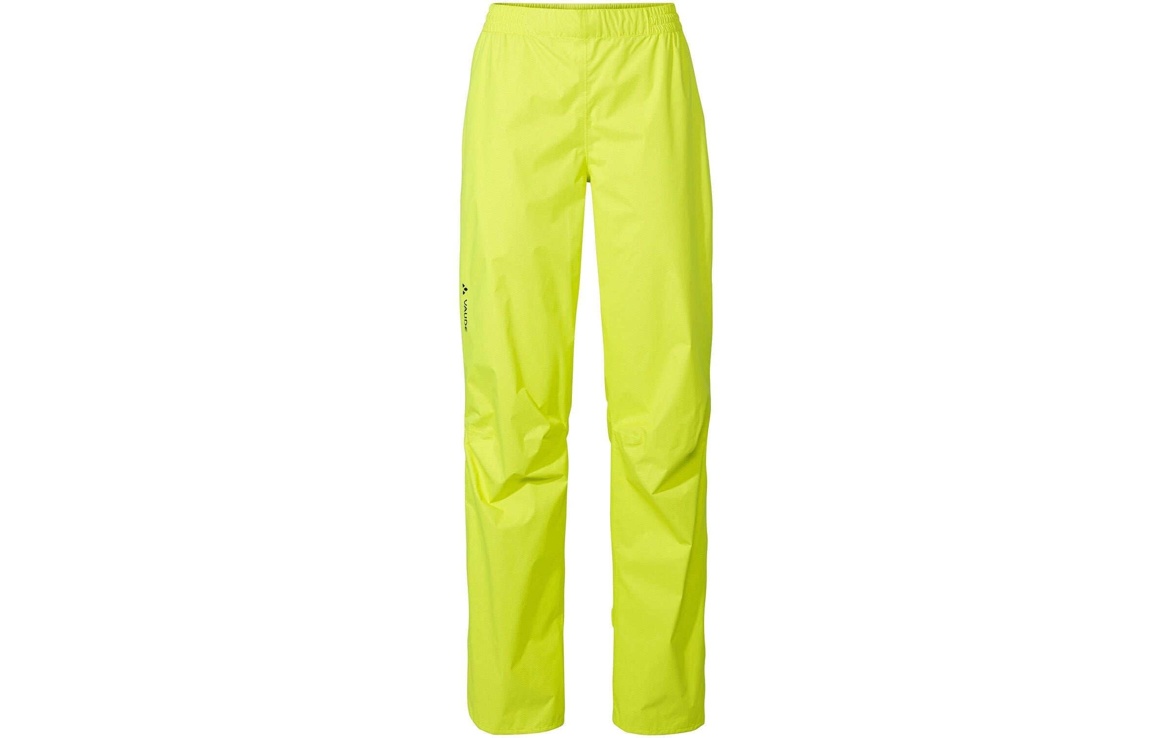 Vaude Drop II Veloregenhose – 36 – Neongelb, Polyester (recycelt), Grüner Knopf