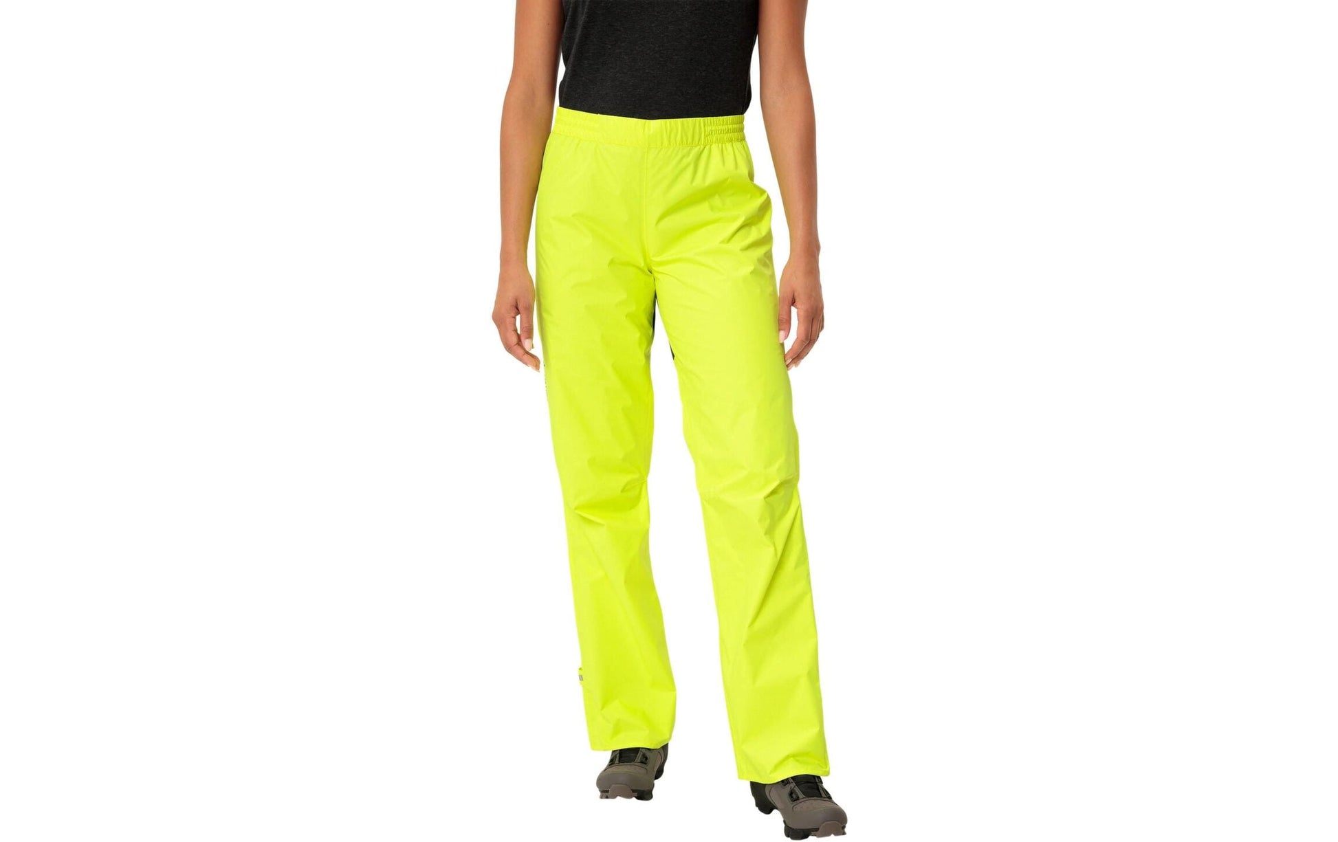 Vaude Drop II Veloregenhose – 36 – Neongelb, Polyester (recycelt), Grüner Knopf
