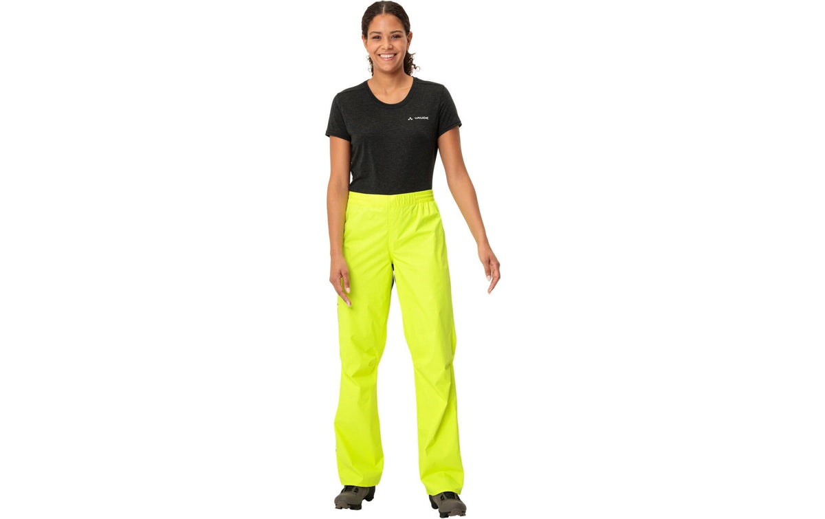Vaude Veloregenhose, Drop II – Gr. 44 – Neongelb, Polyester (recycelt), PU-beschichtet, Damen