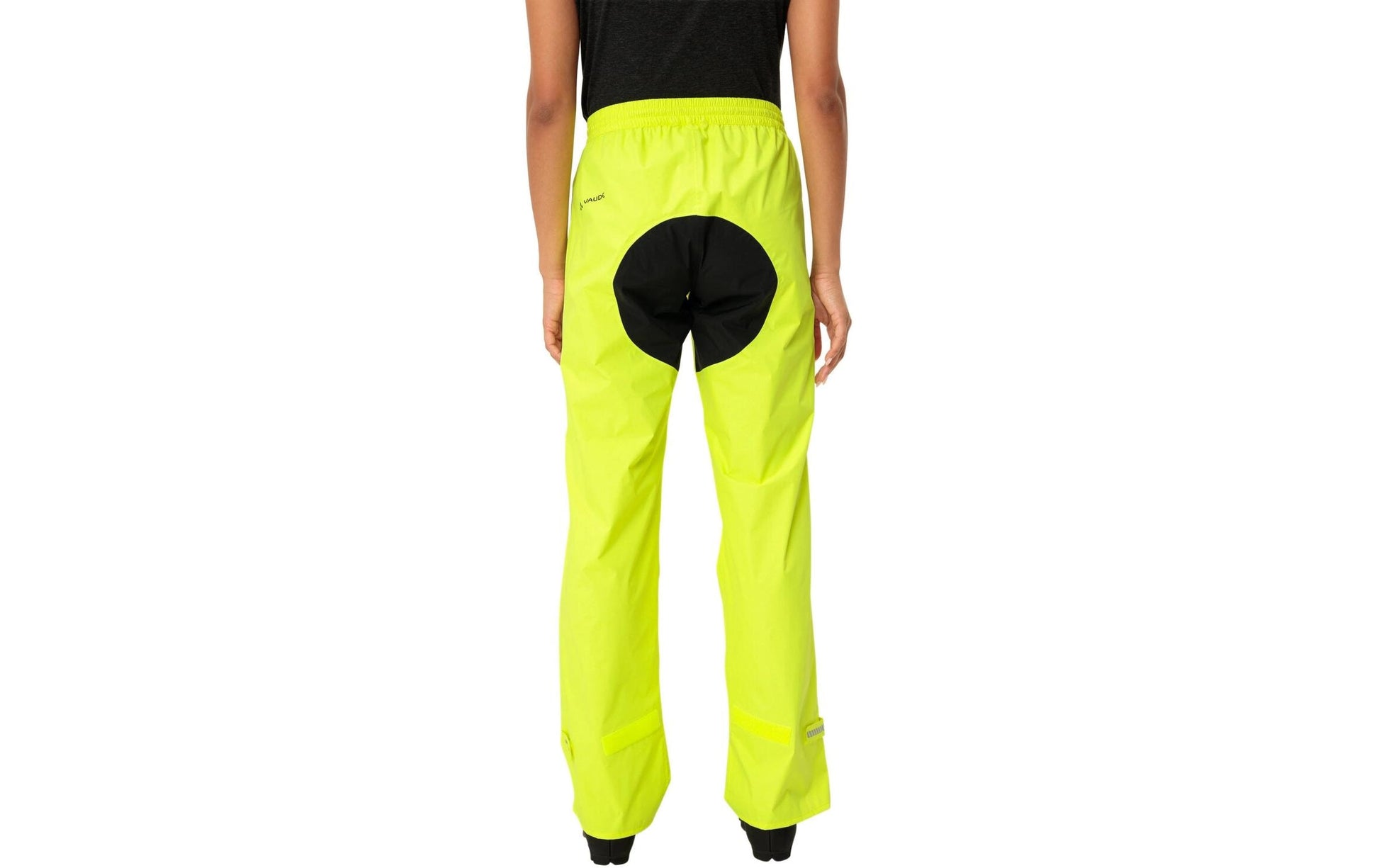 Vaude Drop II Veloregenhose – 36 – Neongelb, Polyester (recycelt), Grüner Knopf