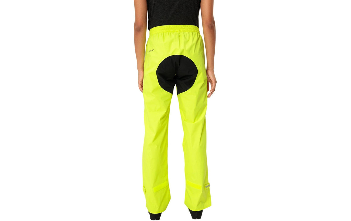 Vaude Drop II Veloregenhose – Grösse 40 – Neongelb, Polyester (recycelt), PU-beschichtet, Damen
