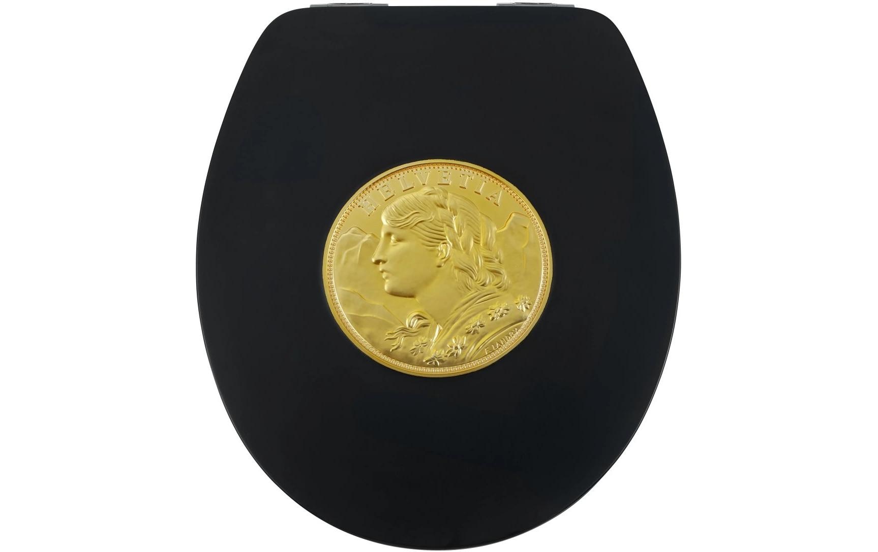 Diaqua WC-Sitz – MDF, Kunststoff, Schwarz, 37,8 × 44,6 cm