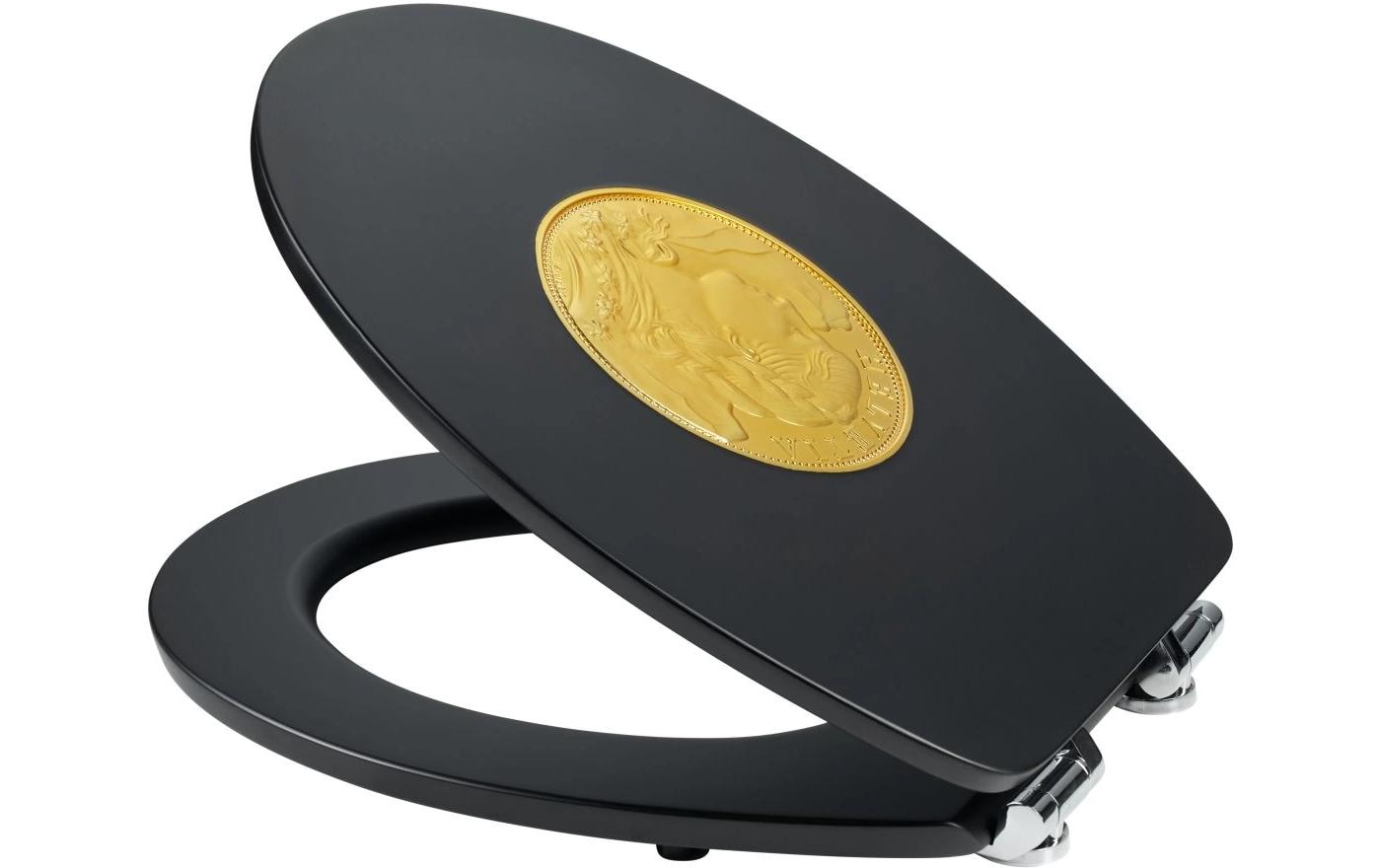 Diaqua WC-Sitz – MDF, Kunststoff, Schwarz, 37,8 × 44,6 cm