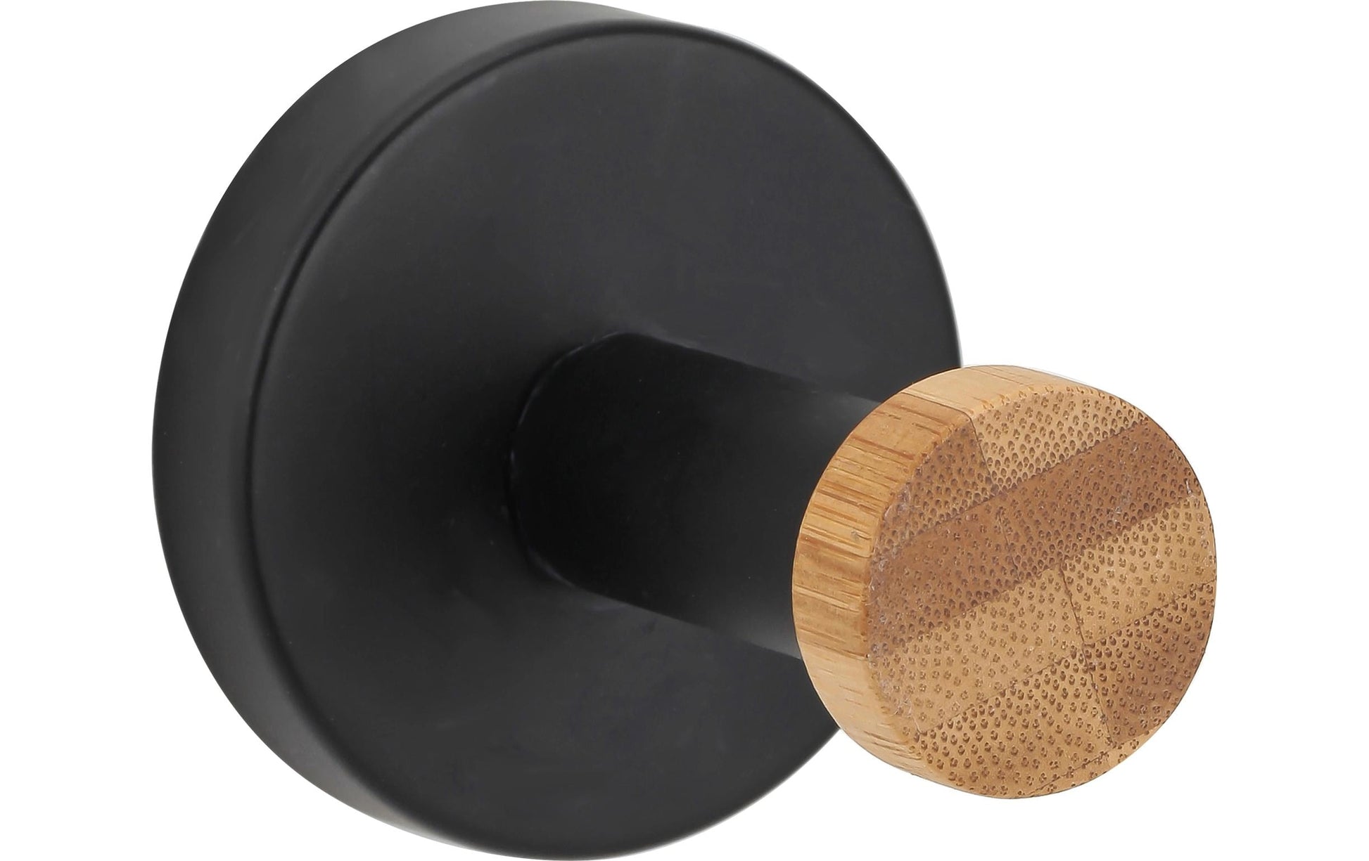Spirella Haken – Bambus/Stahl, 1 kg, Klebestreifen, 5,2 cm, Schwarz matt