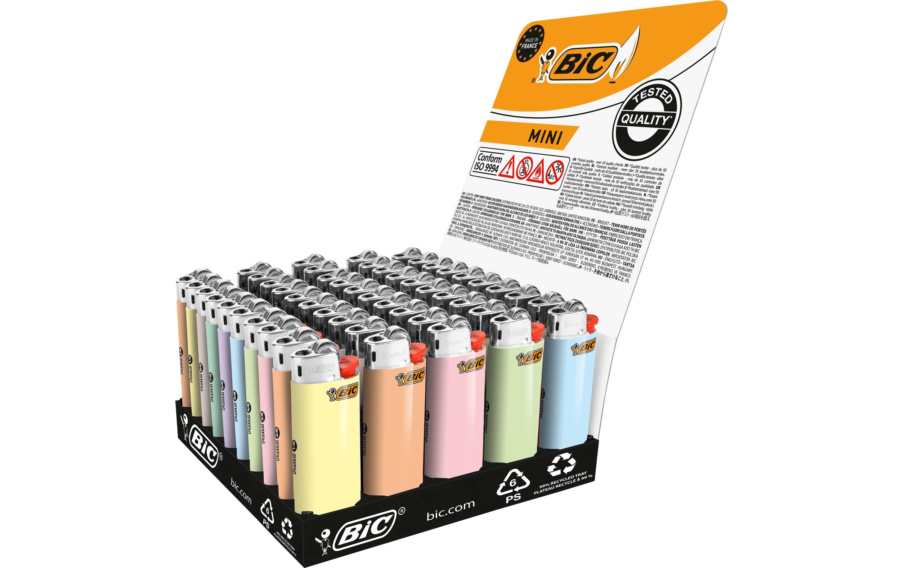 BIC Feuerzeug Mini J25 Pastel – 120×75 mm – assortiert – Kunststoff