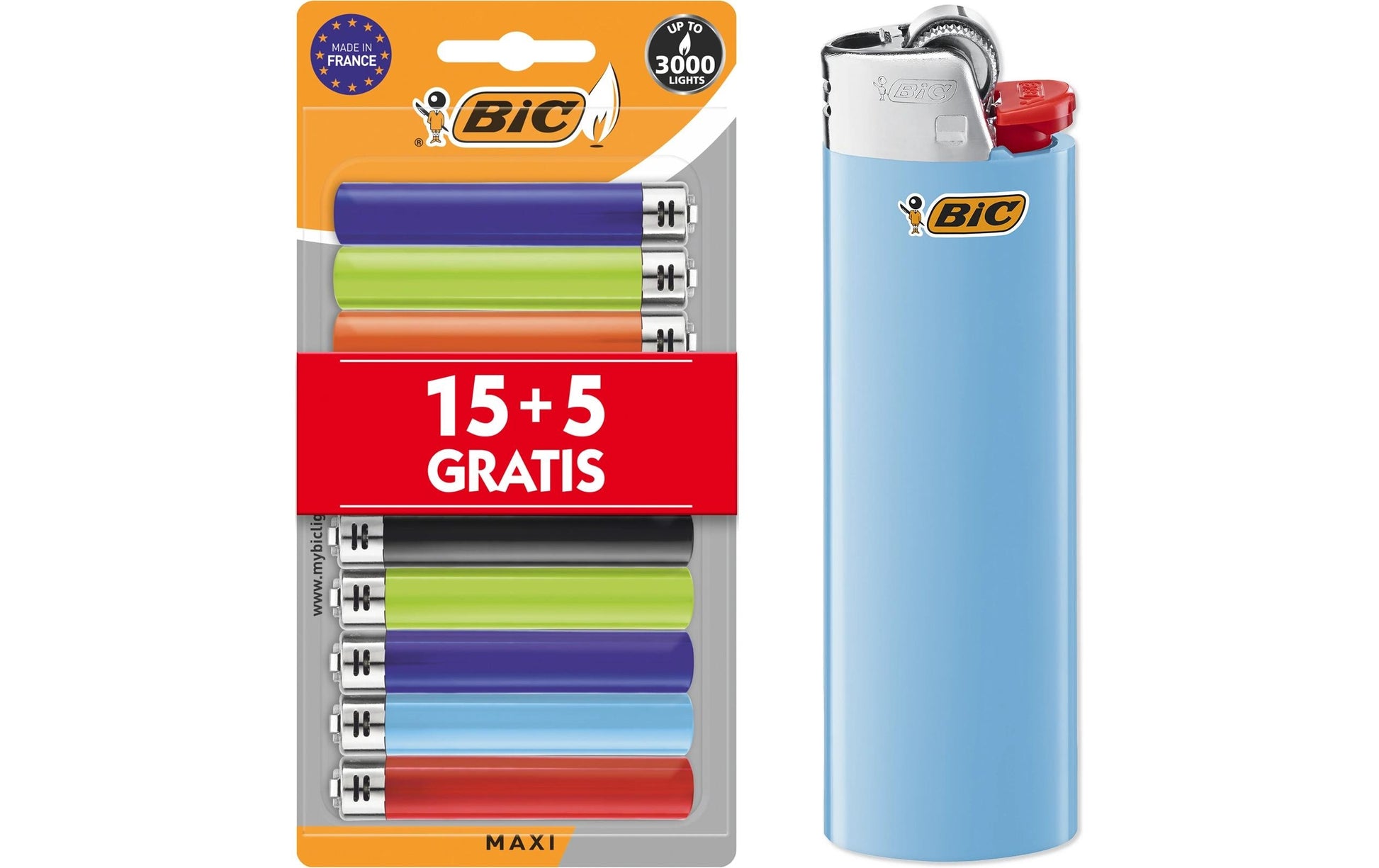 BIC Feuerzeug Maxi J26 – 100×197 mm – assortiert – Harz, Metall