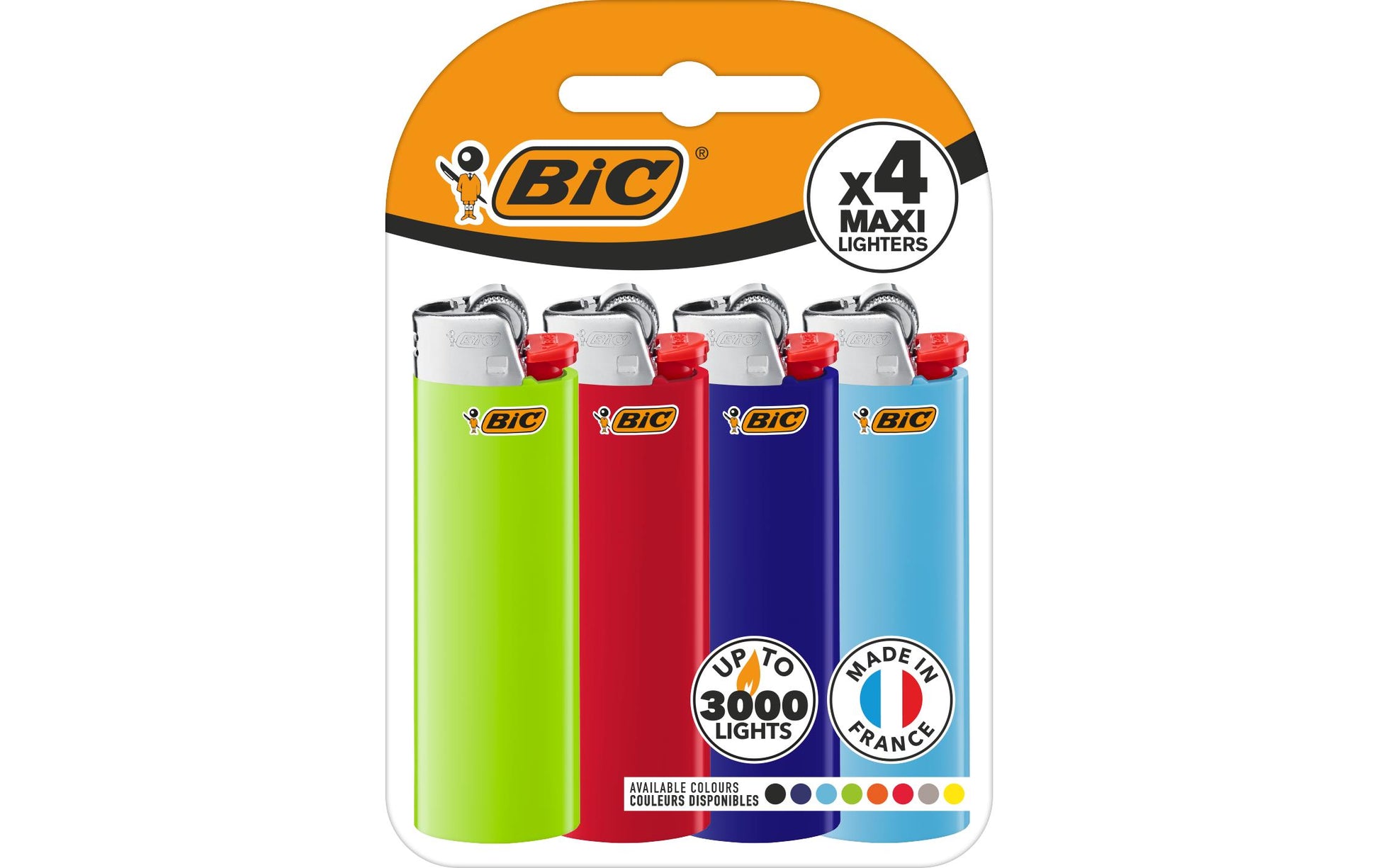 BIC Feuerzeug Maxi J26 – mehrfarbig – 8,4 × 12 cm – Kunststoff