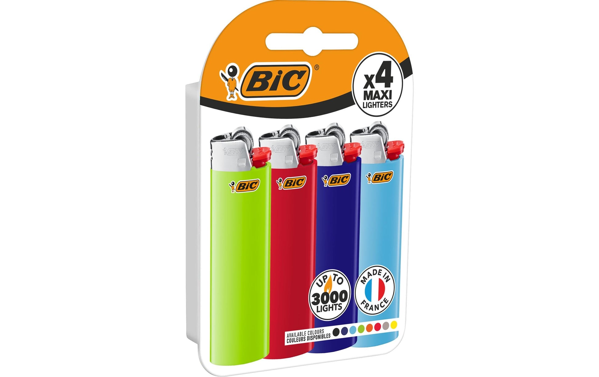 BIC Feuerzeug Maxi J26 – mehrfarbig – 8,4 × 12 cm – Kunststoff