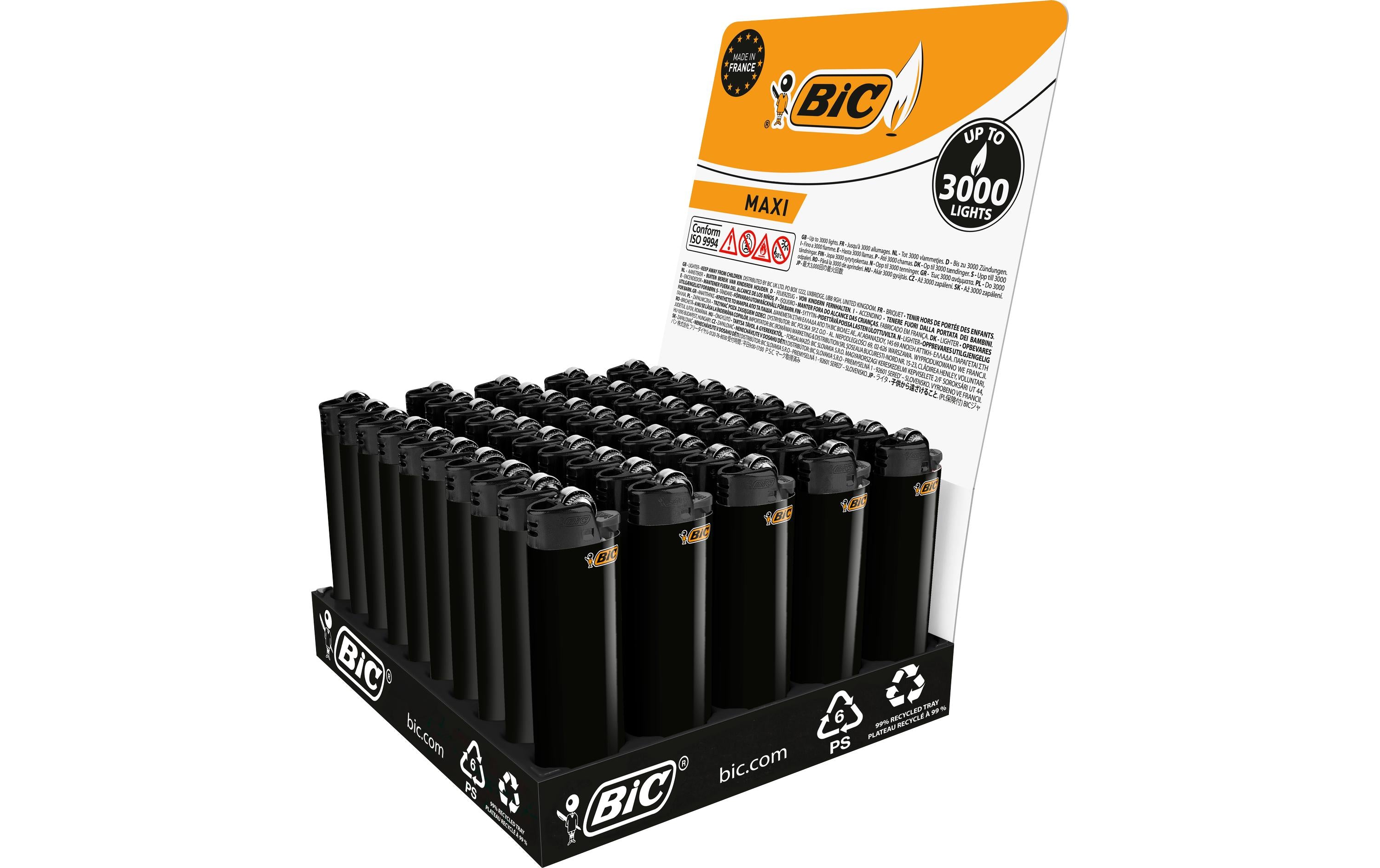 BIC Einweg-Feuerzeug Maxi J26 – Schwarz – 15,5 × 10 cm – Kunststoff