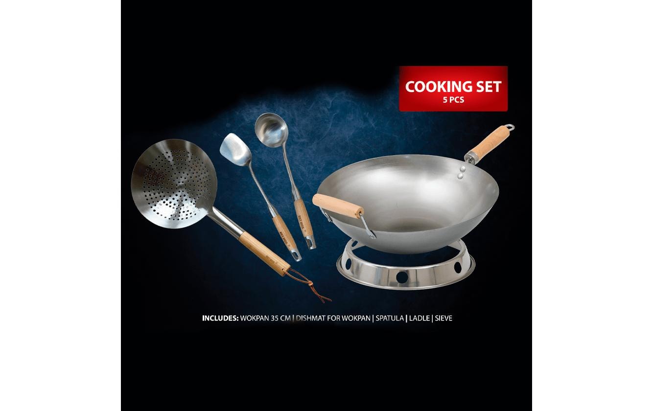 Hot wok Fondue-Set – Aluminium/Edelstahl/Kunststoff, 5 Teile