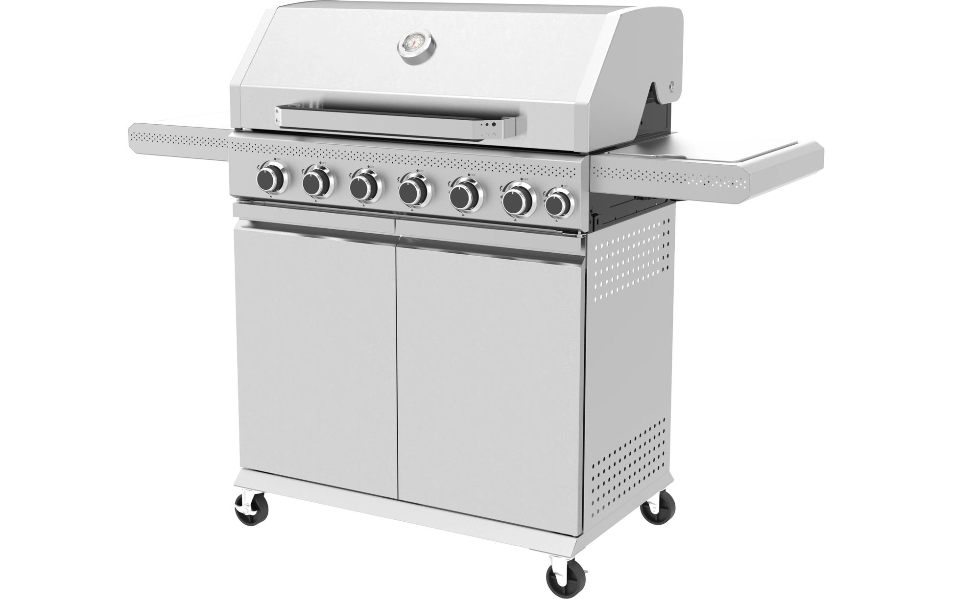 Ohmex Gasgrill 6B+1S – 3024 cm² Grillfläche, 7 Brenner, 20,5 kW – Silber/Edelstahl