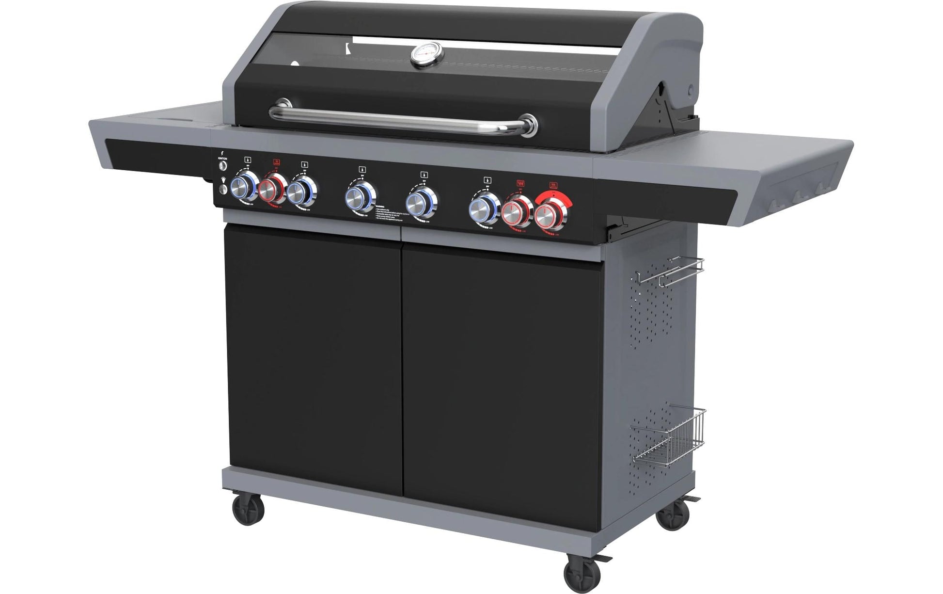 Ohmex Gasgrill – 7 Brenner, 93 × 44 cm Grillfläche, 28,5 kW – Schwarz